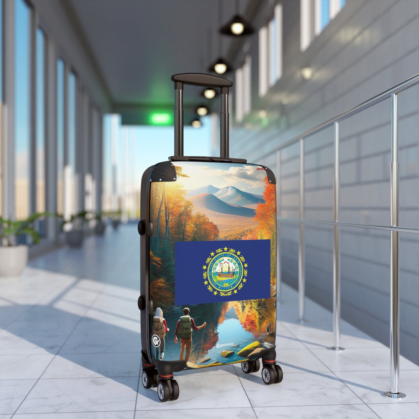 New Hampshire Usa State Flags Luggage Bag Rolling Suitcase Spinner