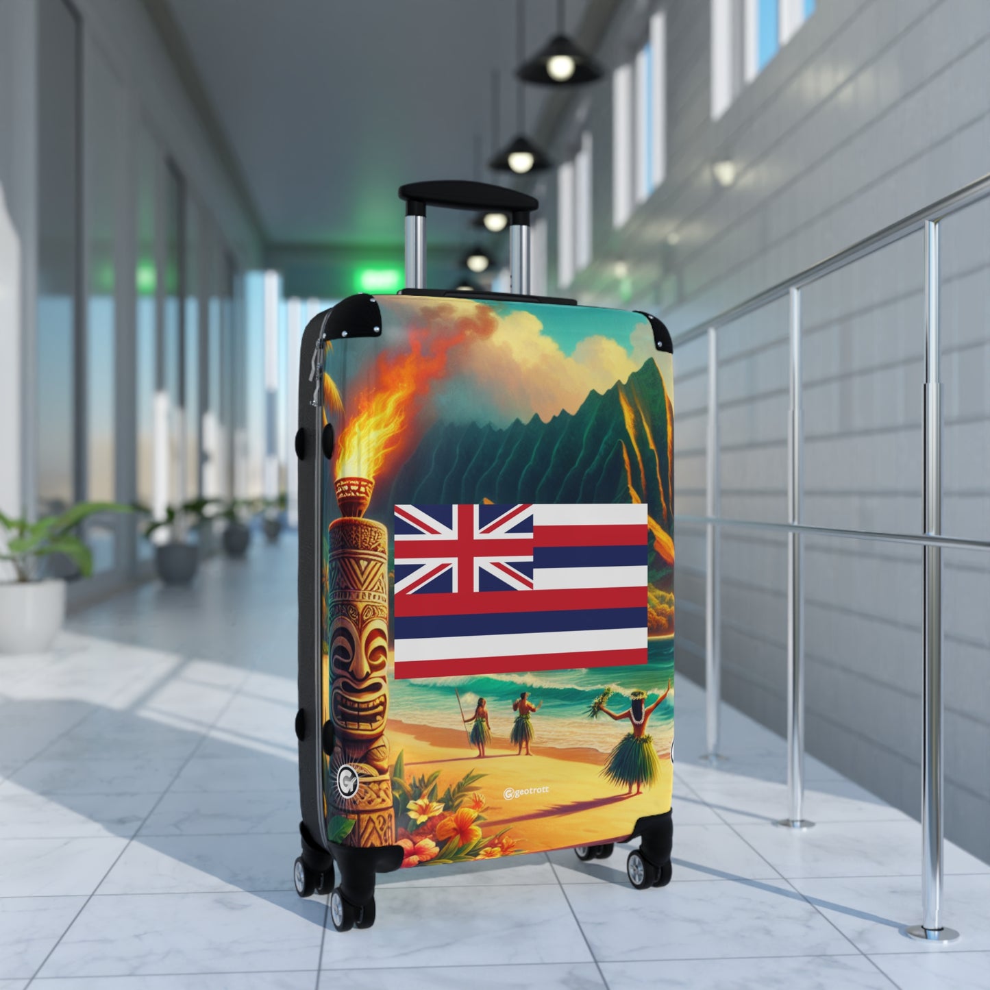 Hawaii Usa State Flags Luggage Bag Rolling Suitcase Spinner