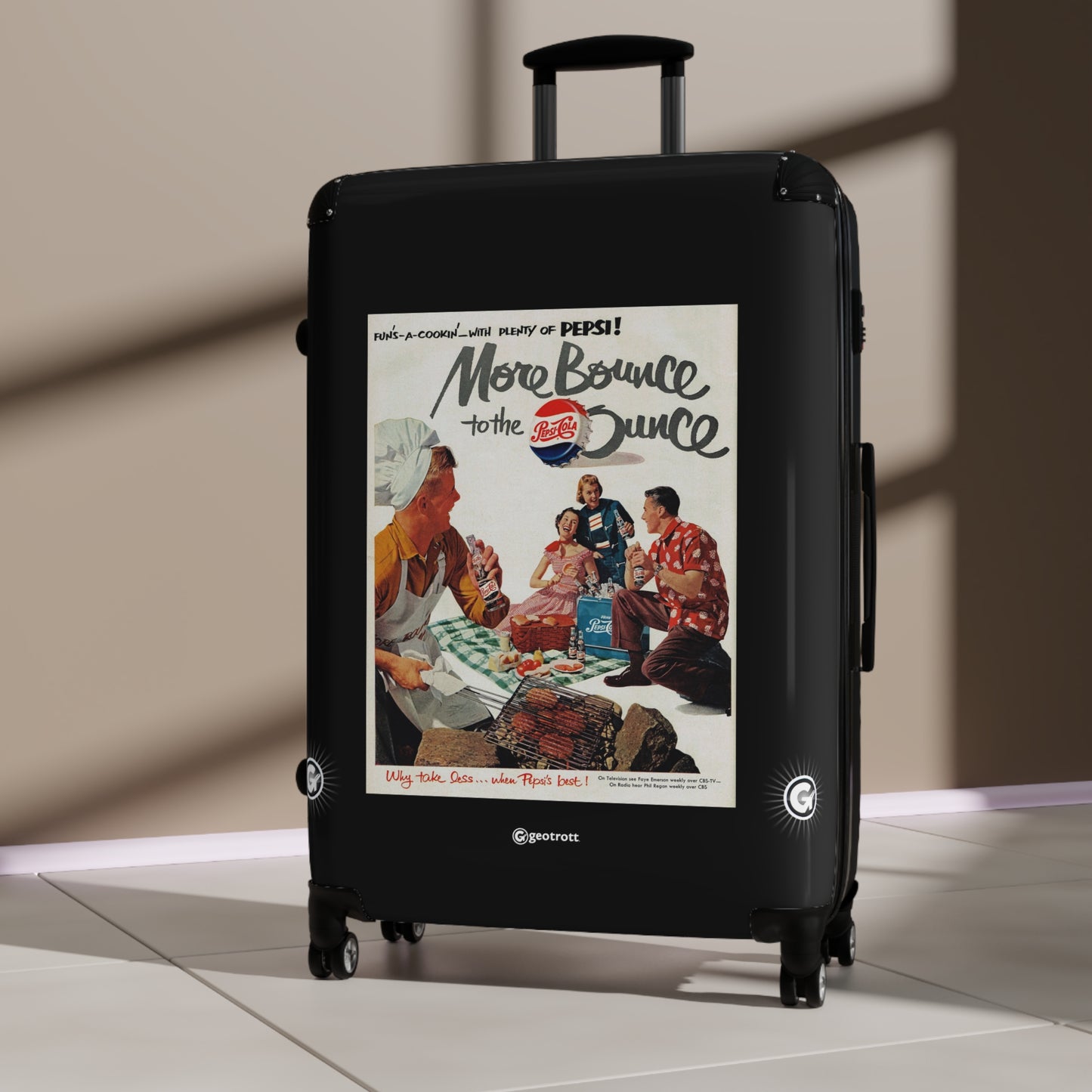 More Bounce To The Ounce Drink Pepsi Cola Vintage Posters Retro Ad Luggage Bag Rolling Suitcase Spinner