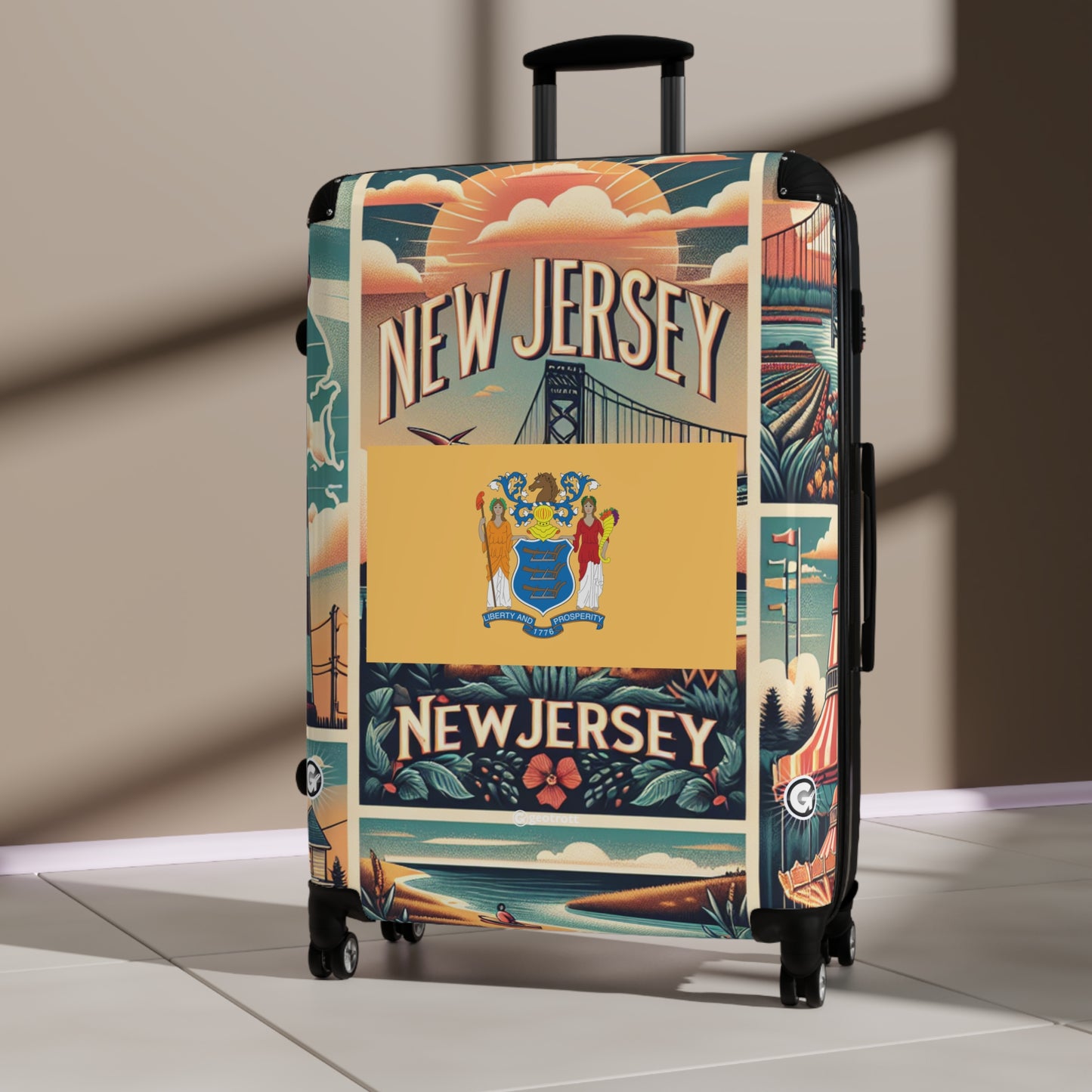 New Jersey Usa State Flags Luggage Bag Rolling Suitcase Spinner