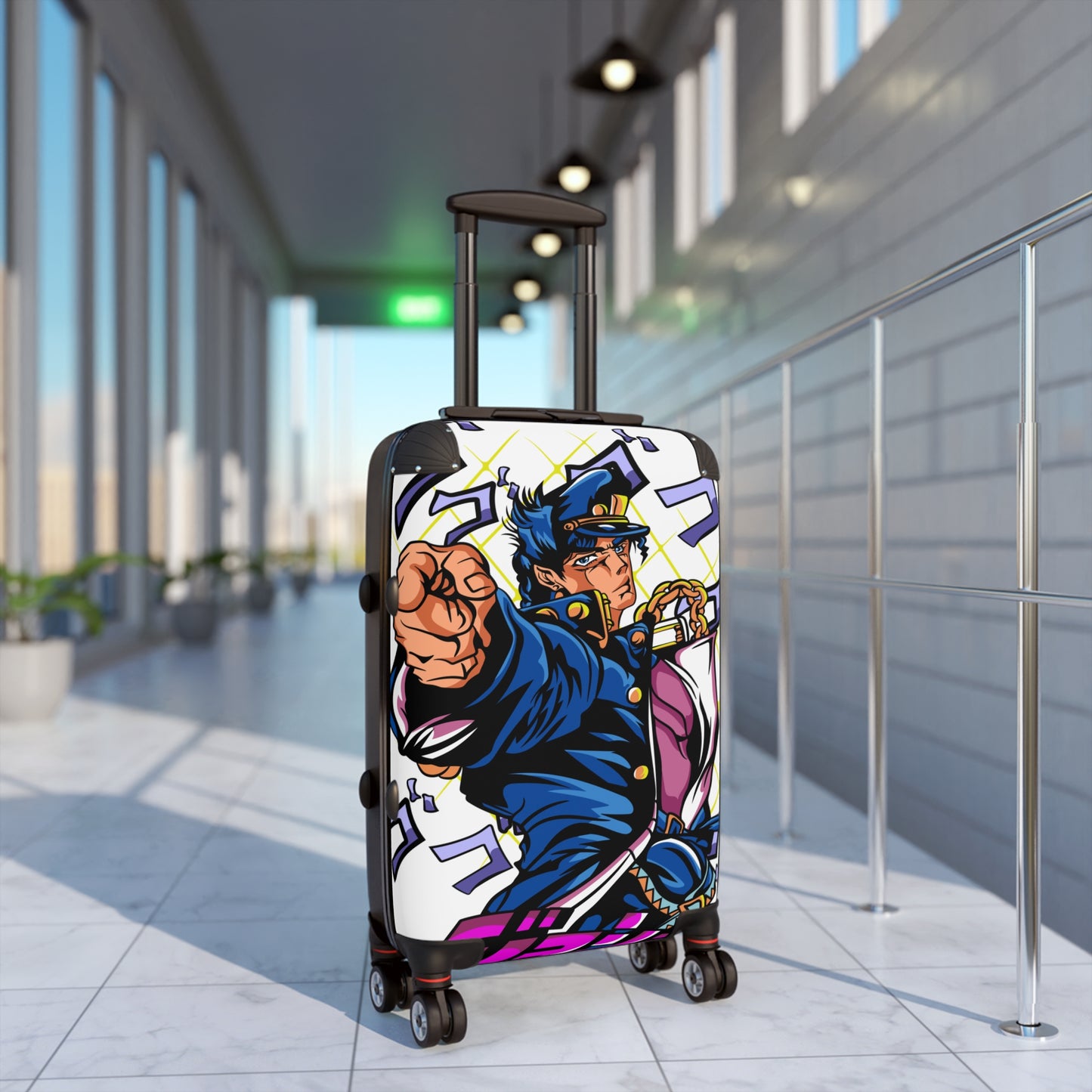 Jojo'S Fierce Stance: Vibrant Anime-Style Illustration, Dynamic Character Pose With Musical Notes