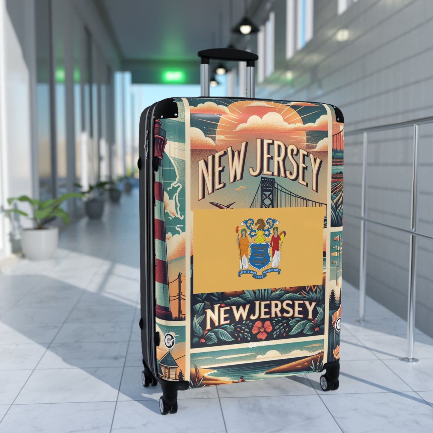New Jersey Usa State Flags Luggage Bag Rolling Suitcase Spinner
