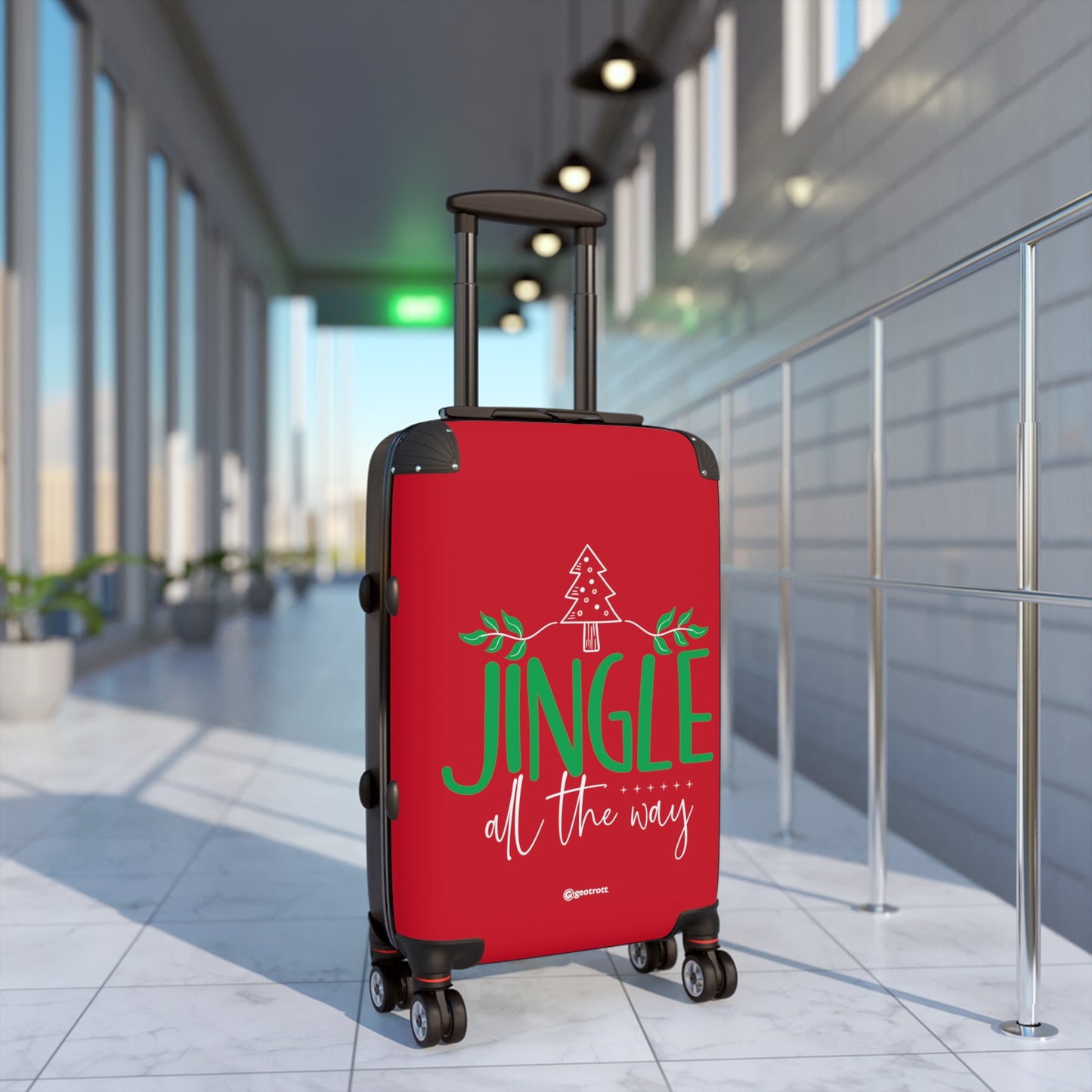 Christmas Season Jingle All The Way Red Luggage Bag Rolling Suitcase Spinner