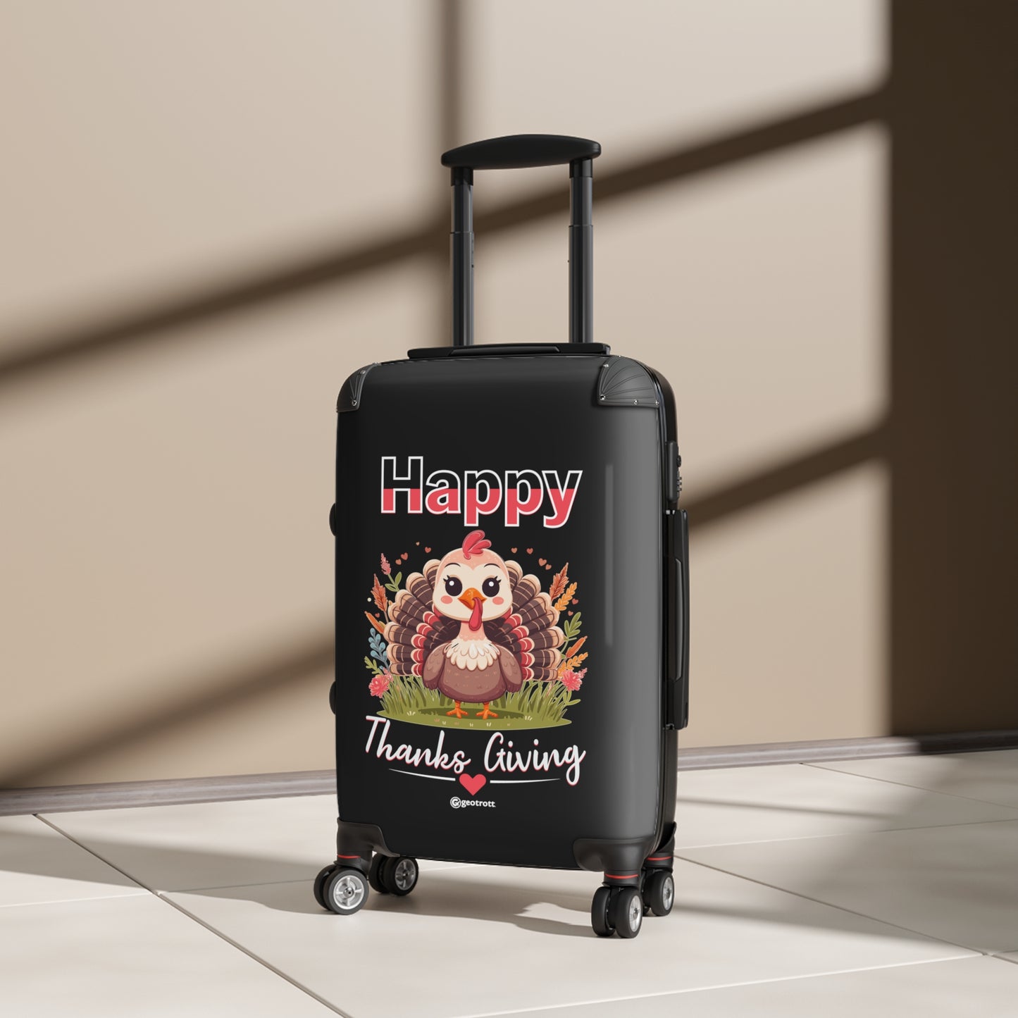 Happy Thanksgiving Cute Turkey Thanksgiving Season Luggage Bag Rolling Suitcase Spinner