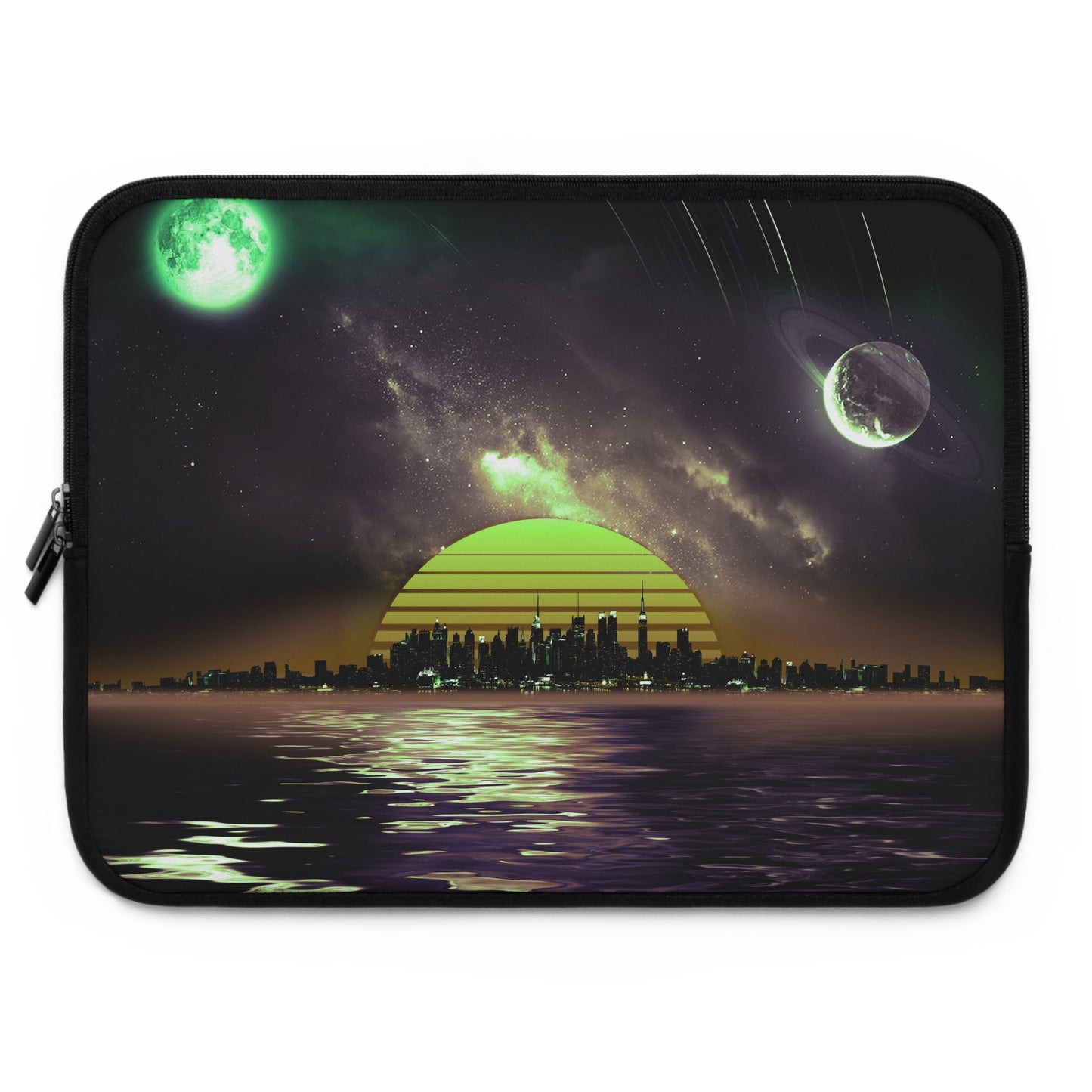 Copy Of Space City Sunset Green Black Laptop Sleeve