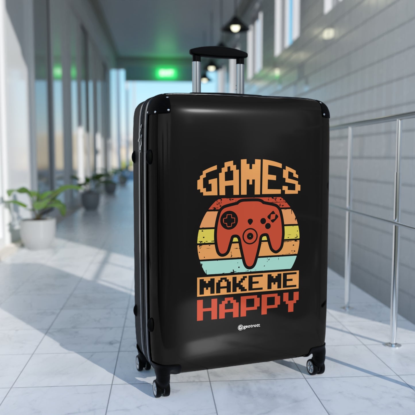 Games Make me Happy Gamer Gaming Suitcase-Bags-Geotrott