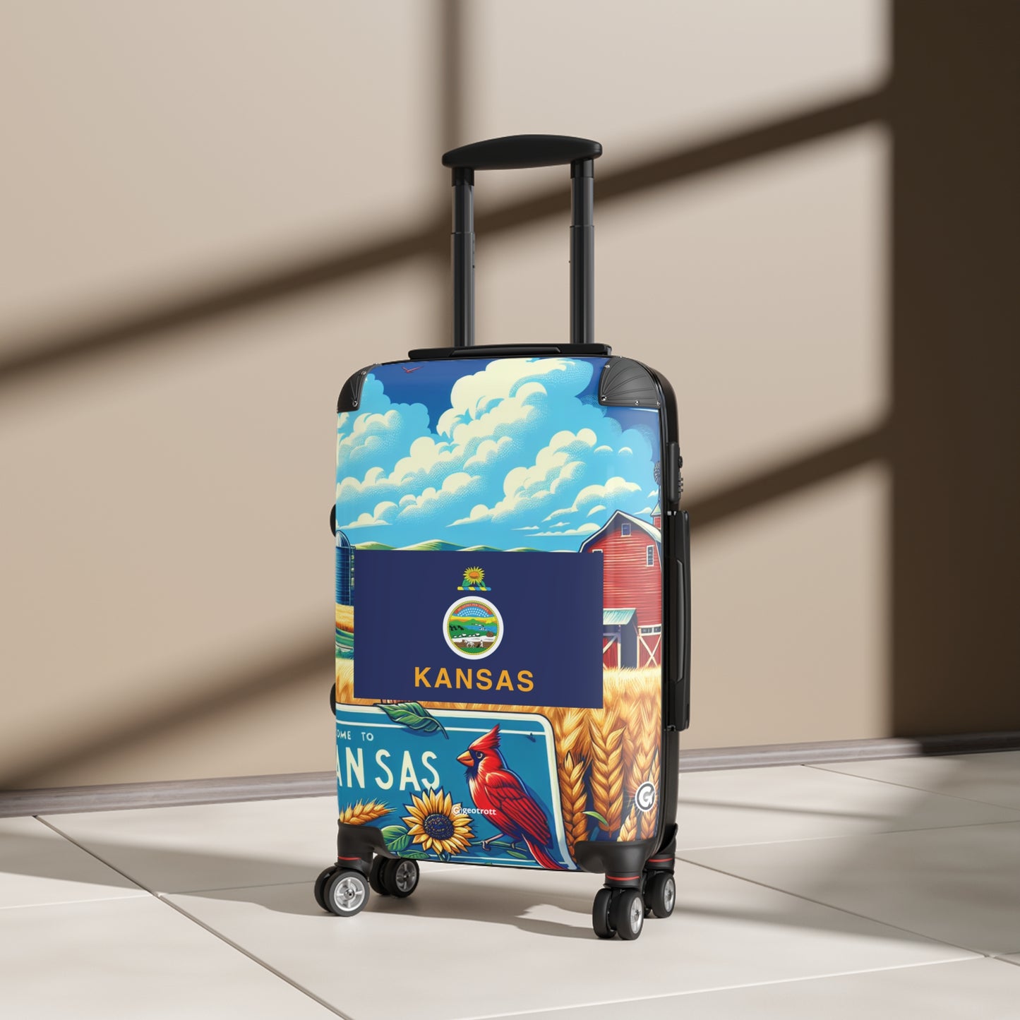 Kansas Usa State Flags Luggage Bag Rolling Suitcase Spinner