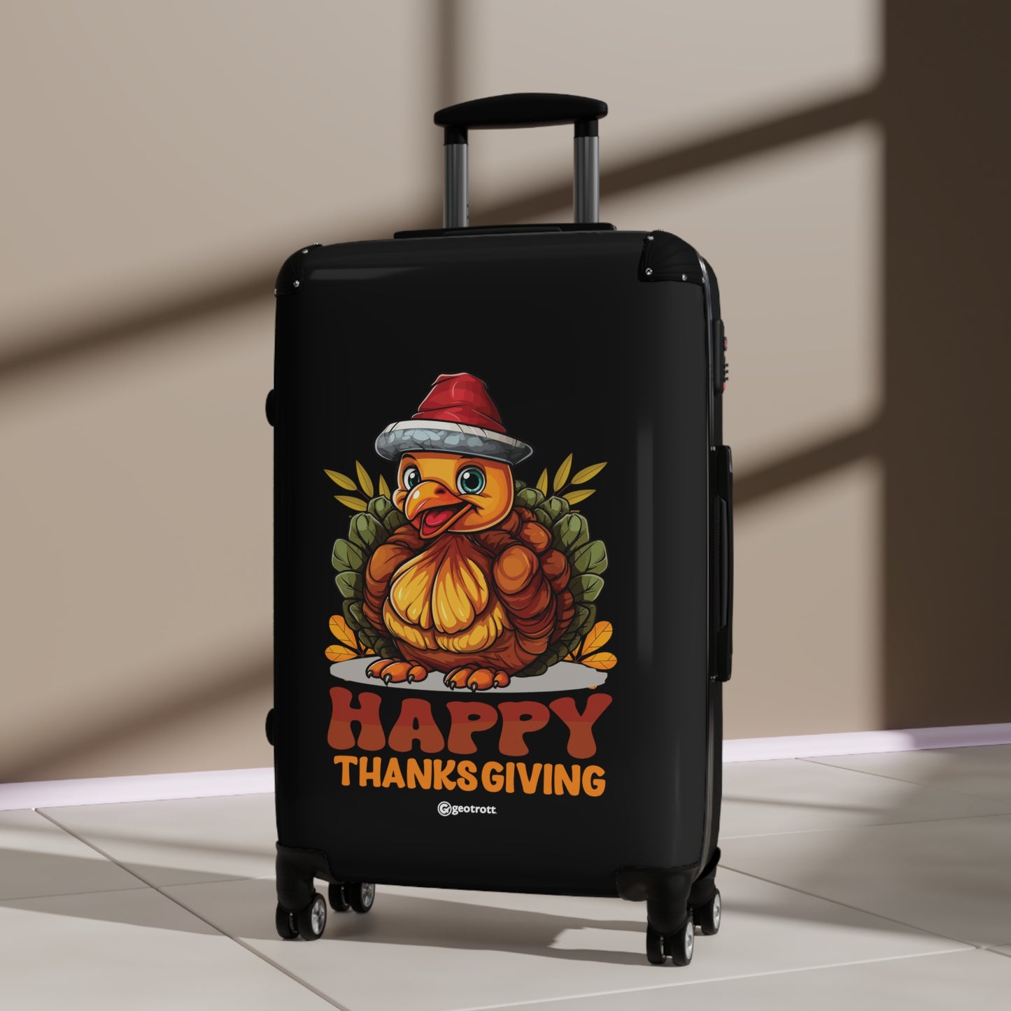 Happy Thanksgiving Cute Turkey Thanksgiving Season Luggage Bag Rolling Suitcase Spinner