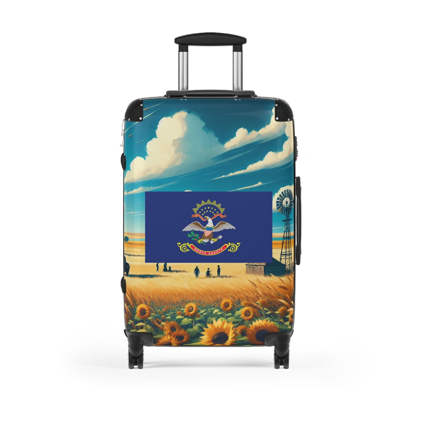 North Dakota Usa State Flags Luggage Bag Rolling Suitcase Spinner