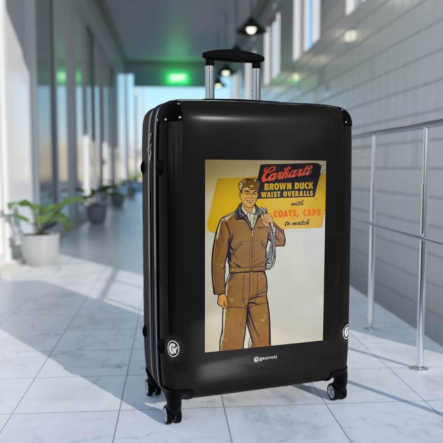 Brown Duck Waist Overalls Carhartt Vintage Posters Retro Ad Luggage Bag Rolling Suitcase Spinner
