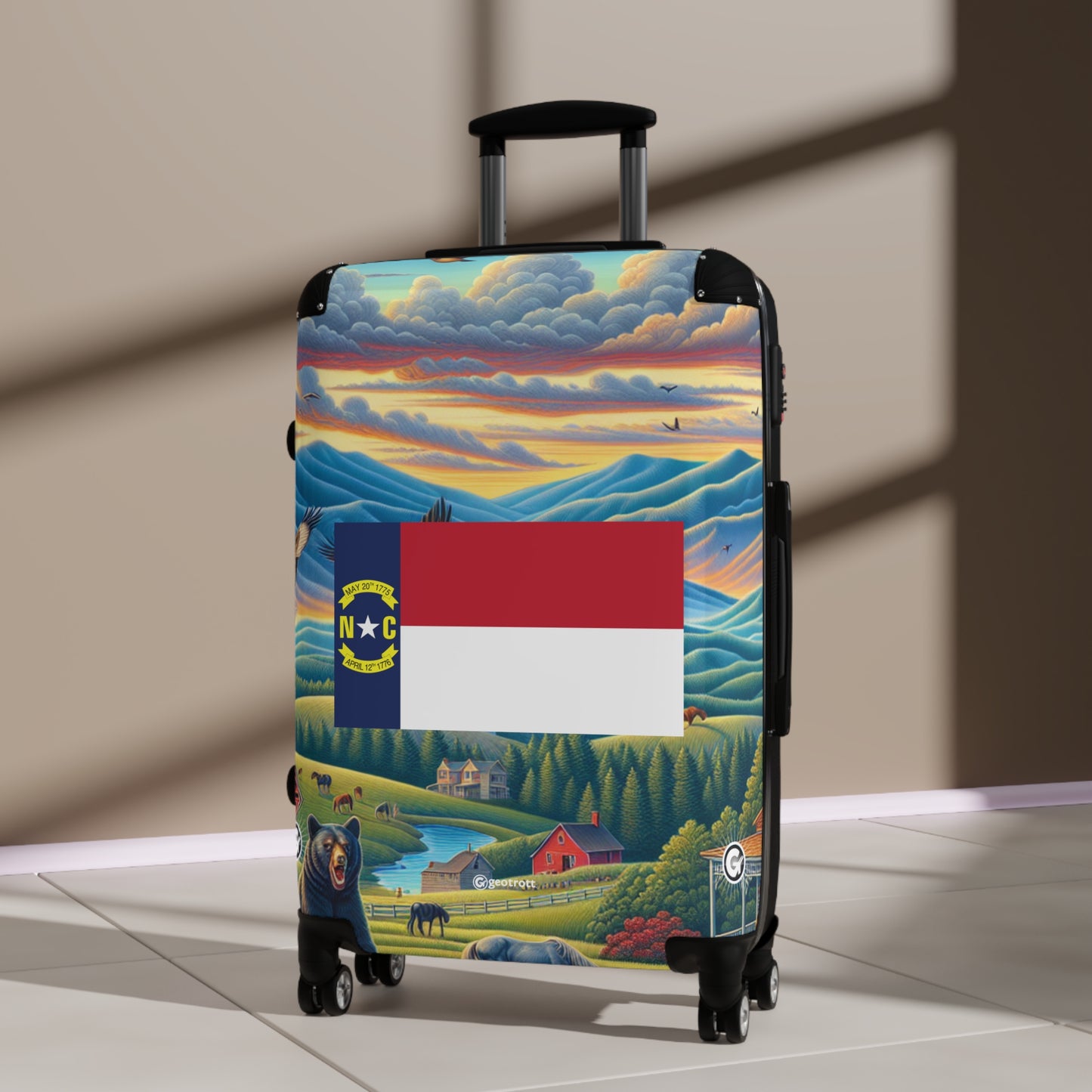 North Carolina Usa State Flags Luggage Bag Rolling Suitcase Spinner