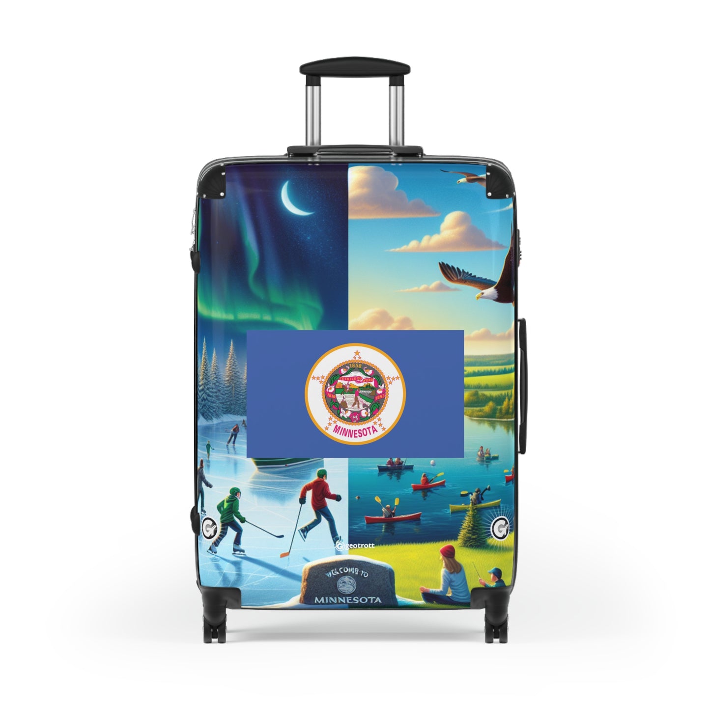 Minnesota Usa State Flags Luggage Bag Rolling Suitcase Spinner