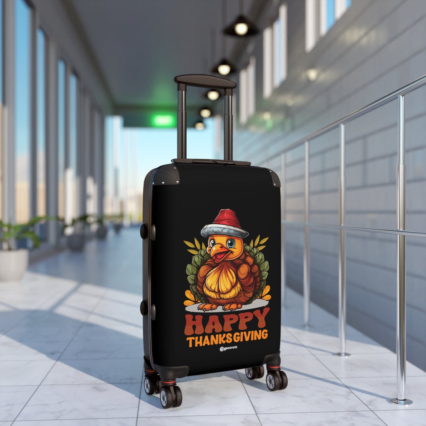 Happy Thanksgiving Cute Turkey Thanksgiving Season Luggage Bag Rolling Suitcase Spinner