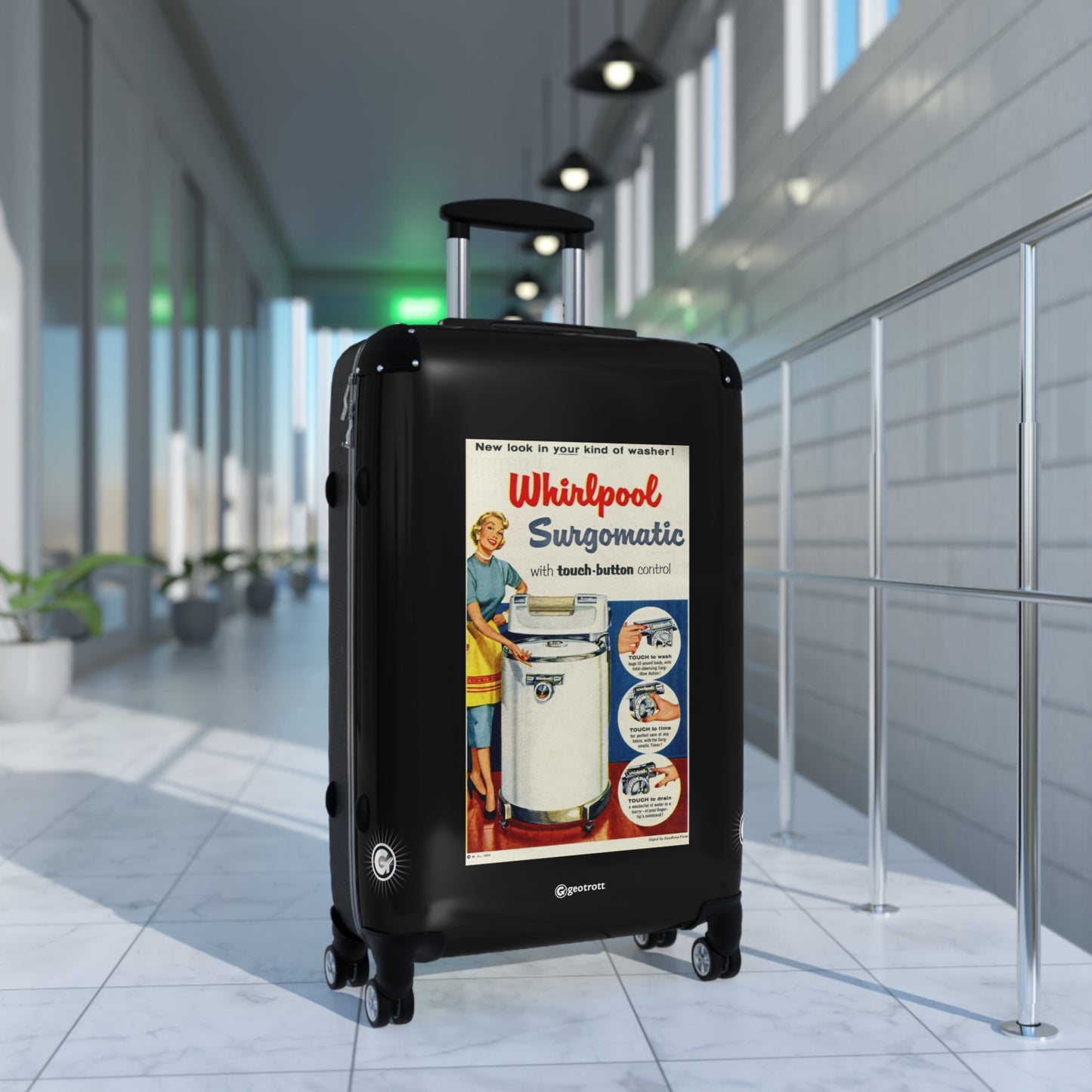 Whirlpool’S Surgomatic Washer Vintage Posters Retro Ad Luggage Bag Rolling Suitcase Spinner