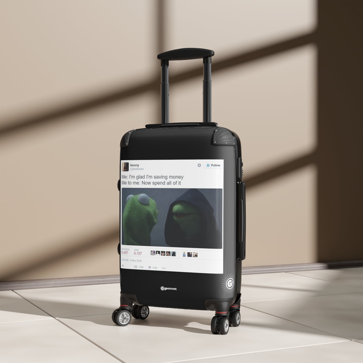 Kermit the Frog Shopping Joke MEME Funny Inspirational Luggage Bag Rolling Suitcase Spinner