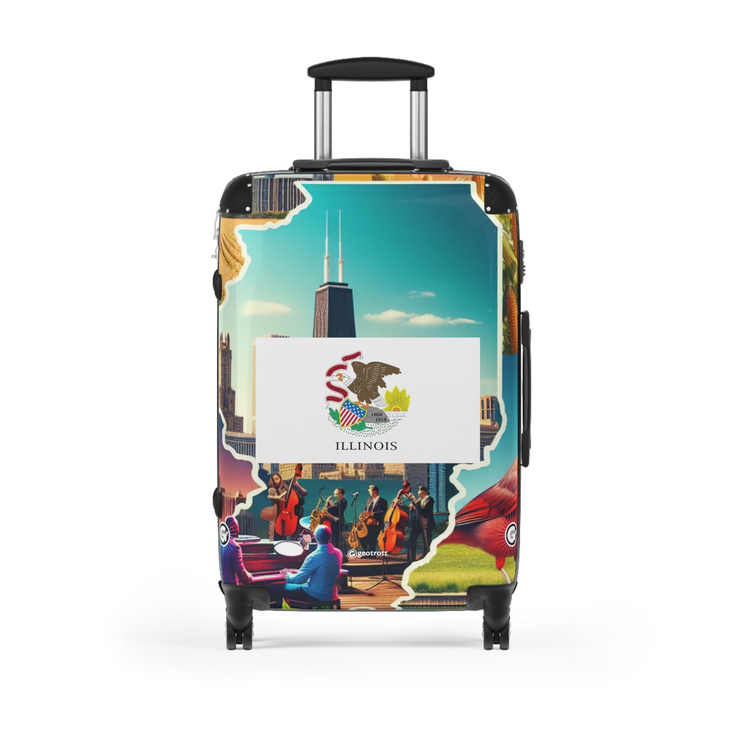 Illinois Usa State Flags Luggage Bag Rolling Suitcase Spinner