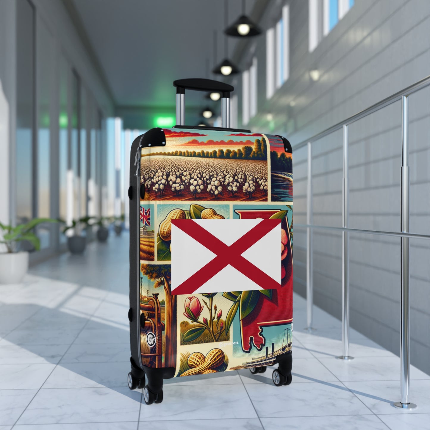 Alabama USA STATE FLAGS Luggage Bag Rolling Suitcase Spinner