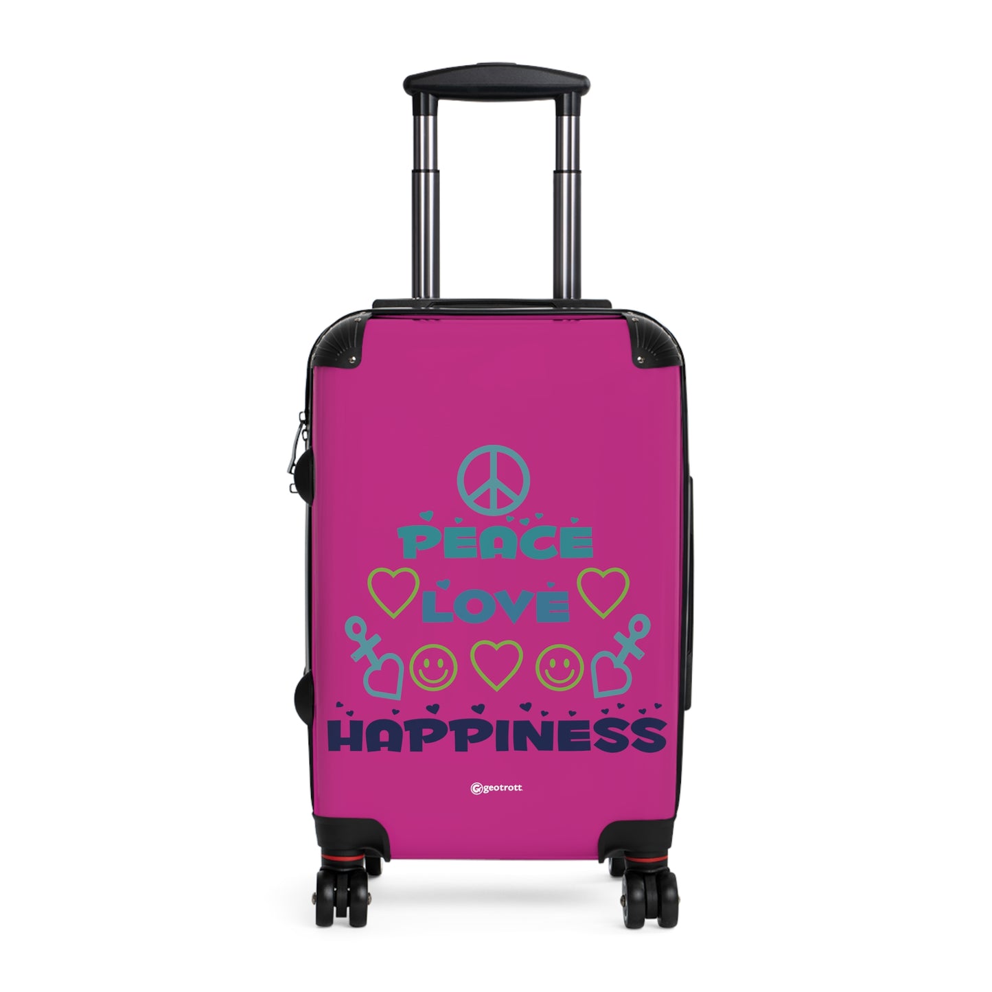 Emotive Inspirational Peace Love And Happiness Pink Luggage Bag Rolling Suitcase Spinner