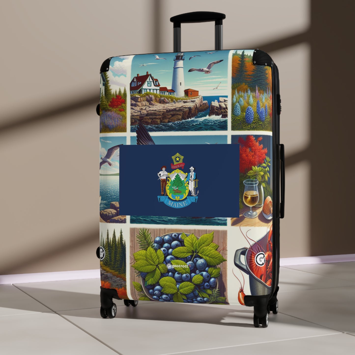 Maine Usa State Flags Luggage Bag Rolling Suitcase Spinner