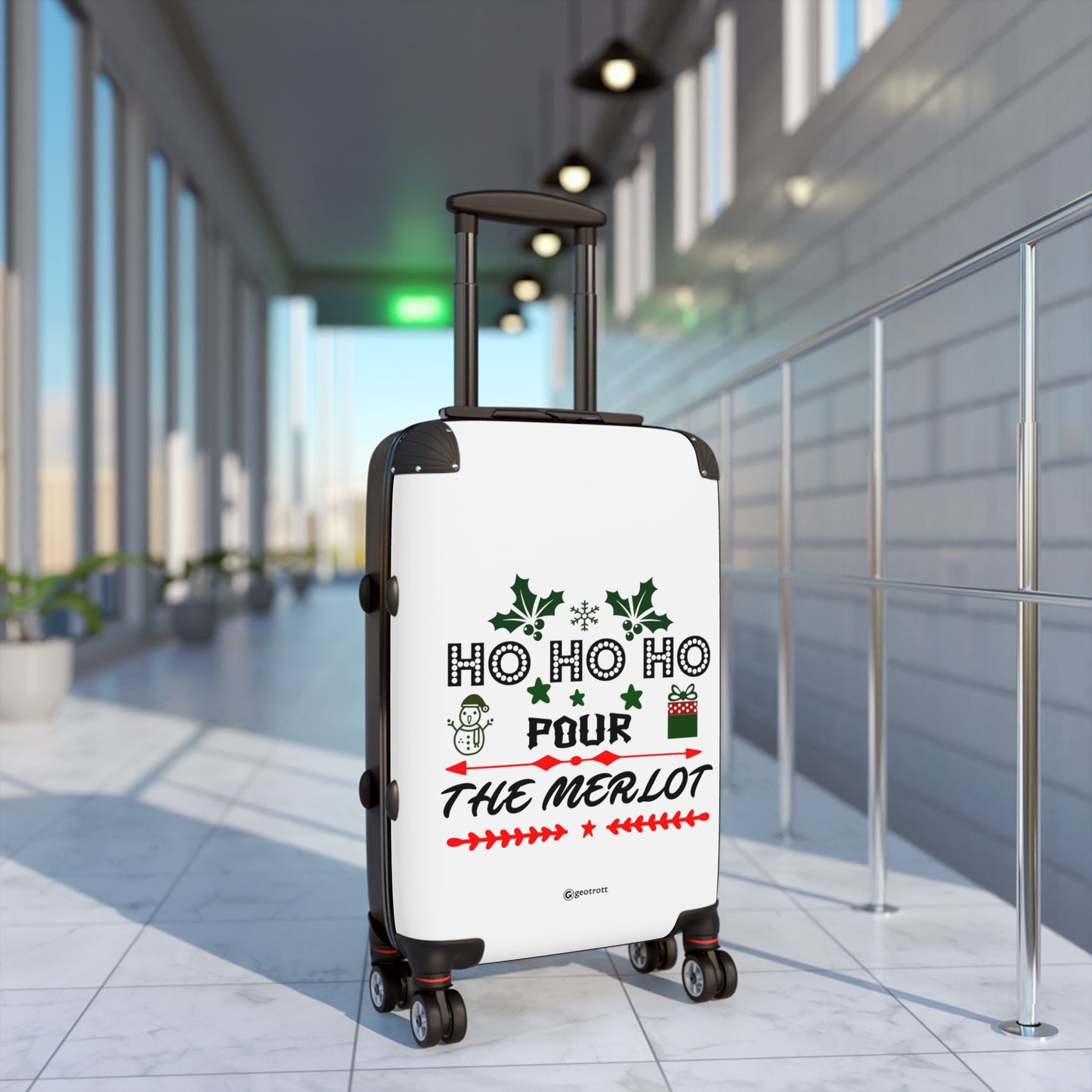 Christmas Season Ho Ho Ho Pour the Merlot Luggage Bag Rolling Suitcase Spinner