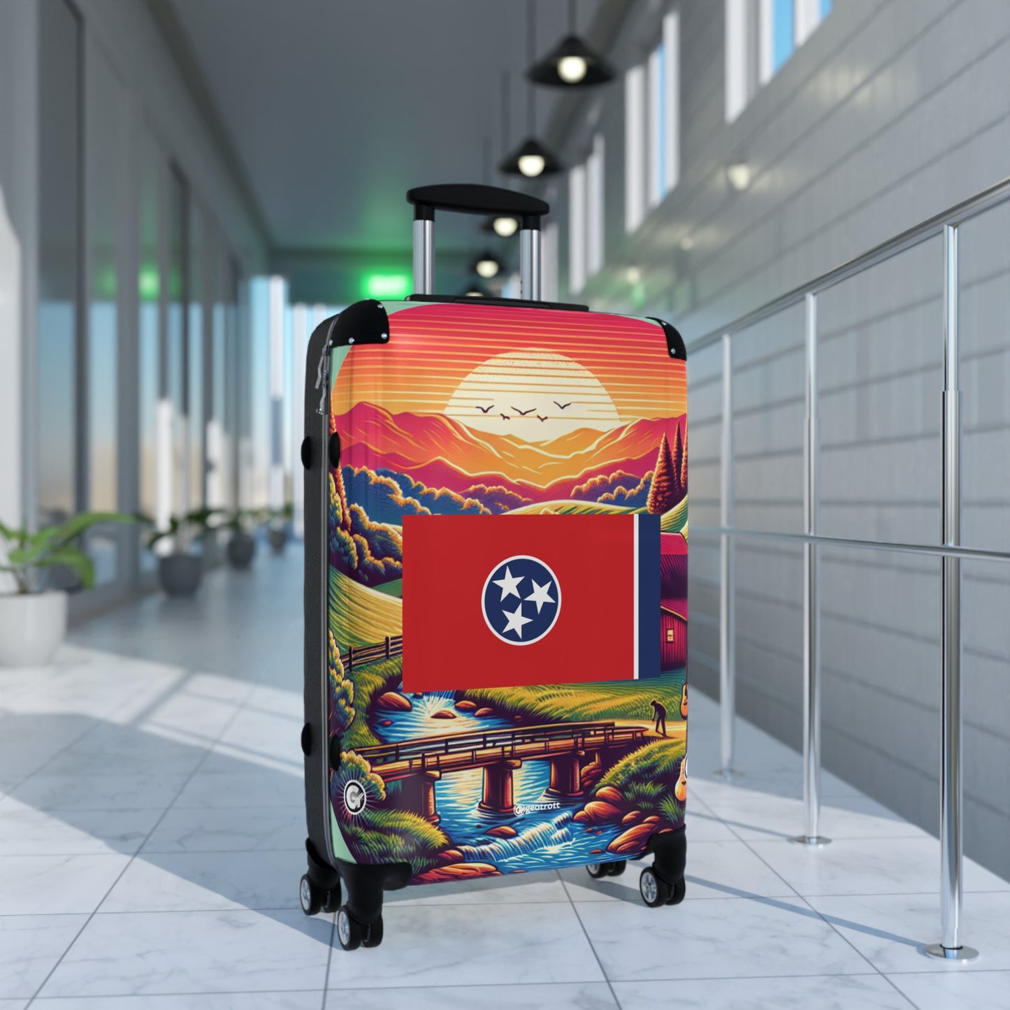 Tennessee Usa State Flags Luggage Bag Rolling Suitcase Spinner