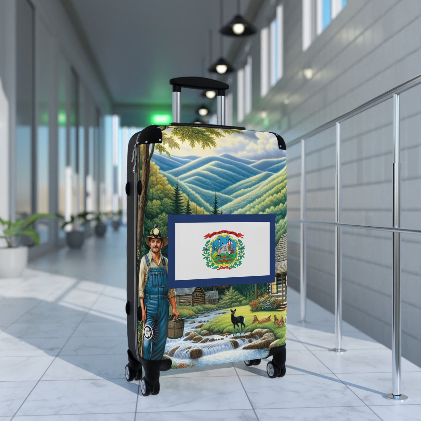 West Virginia USA STATE FLAGS Luggage Bag Rolling Suitcase Spinner