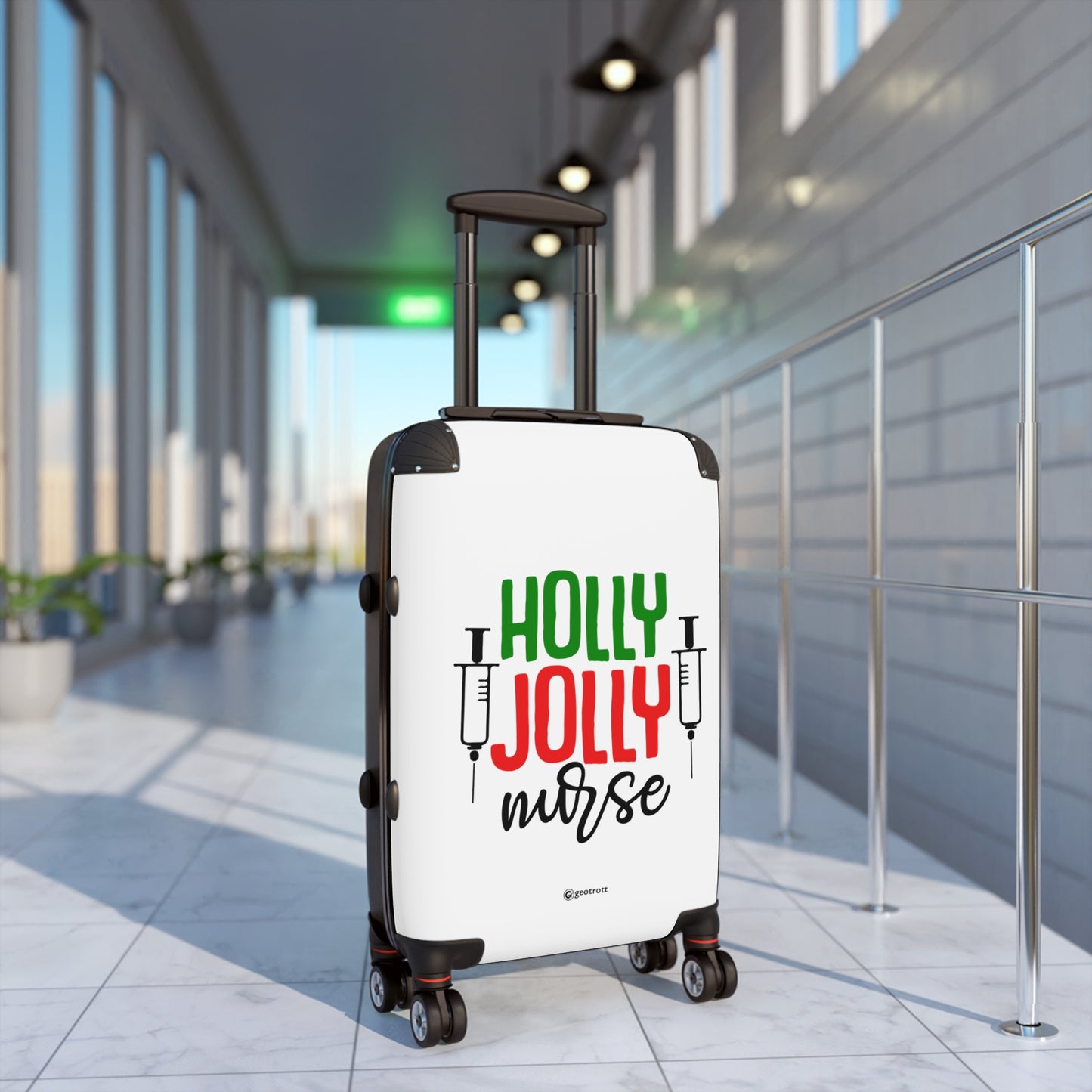 Emotive Inspirational Holly Jolly Mouse Luggage Bag Rolling Suitcase Spinner
