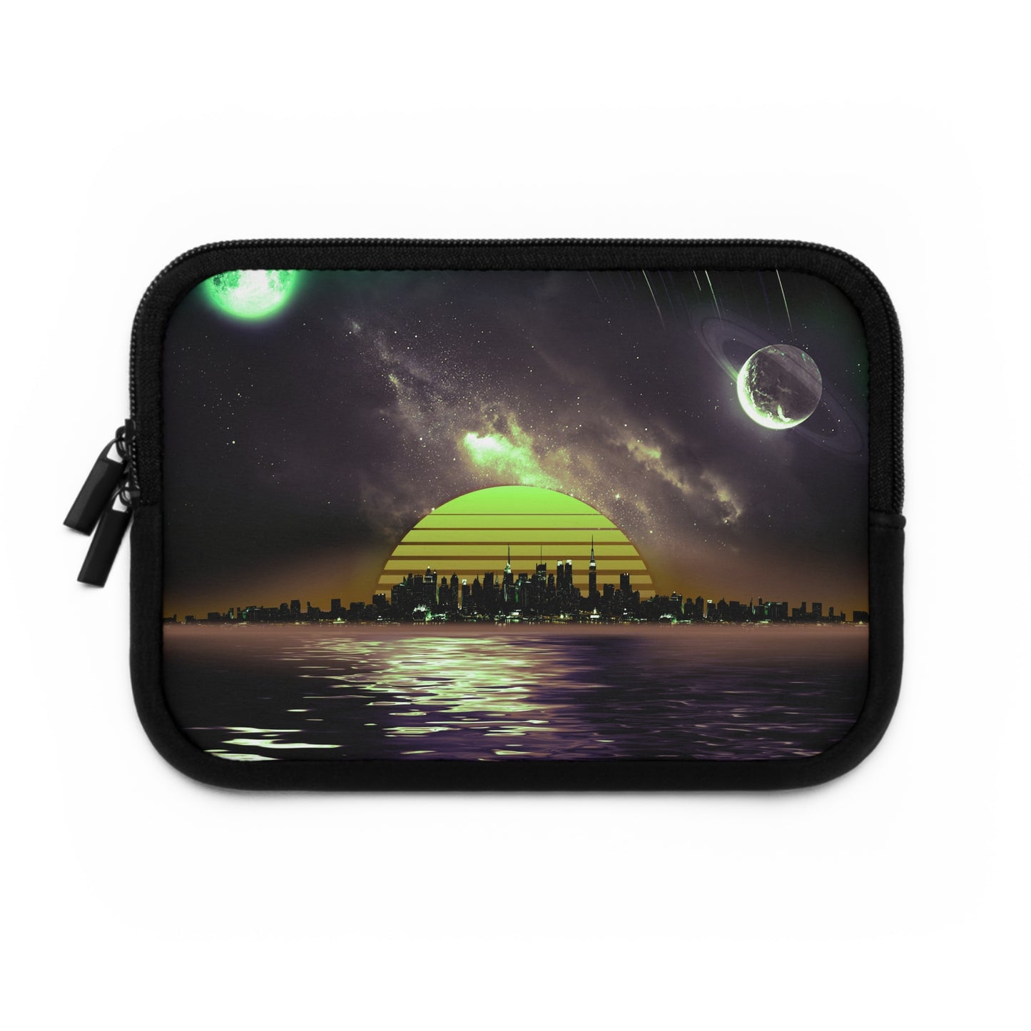 Copy Of Space City Sunset Green Black Laptop Sleeve