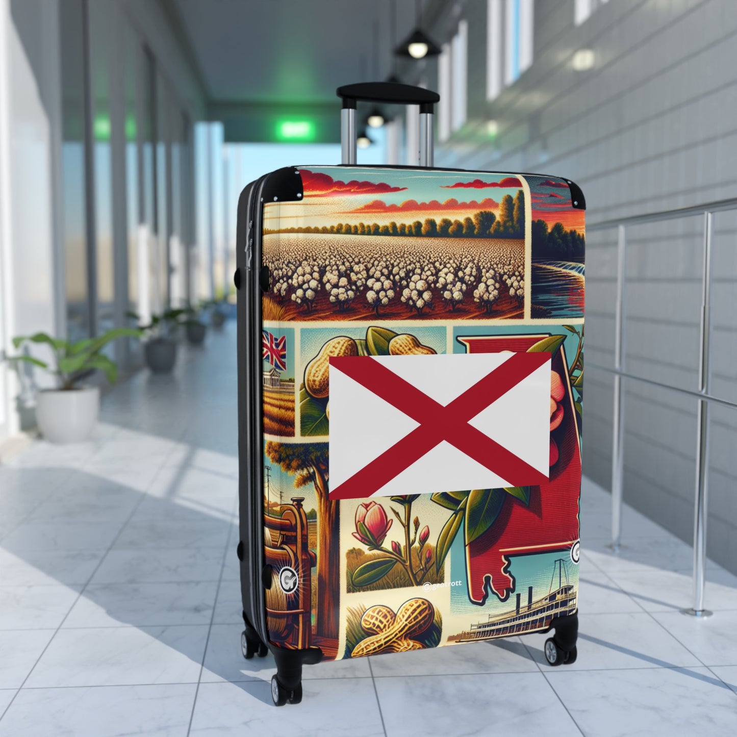 Alabama USA STATE FLAGS Luggage Bag Rolling Suitcase Spinner