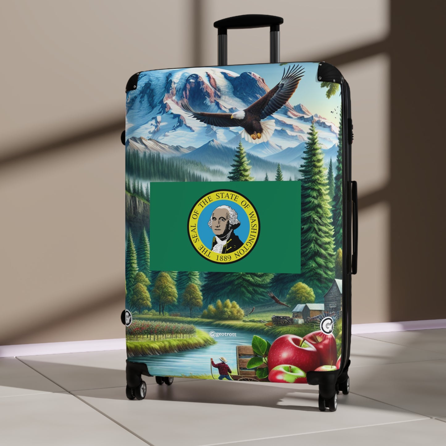 Washington Usa State Flags Luggage Bag Rolling Suitcase Spinner