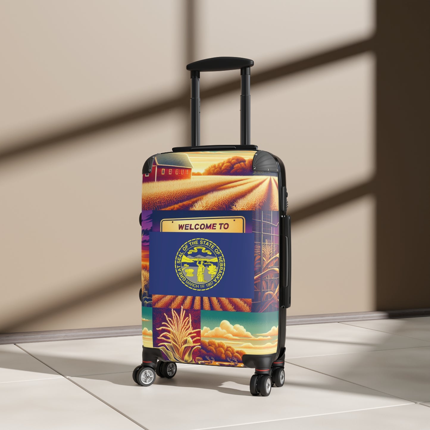 Nebraska Usa State Flags Luggage Bag Rolling Suitcase Spinner