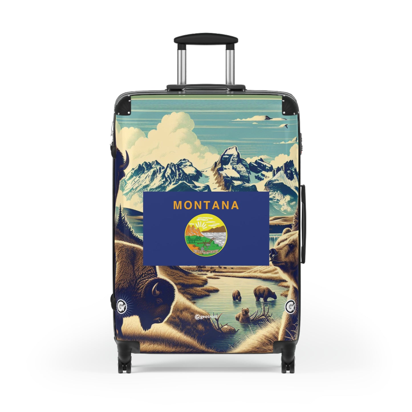Montana Usa State Flags Luggage Bag Rolling Suitcase Spinner