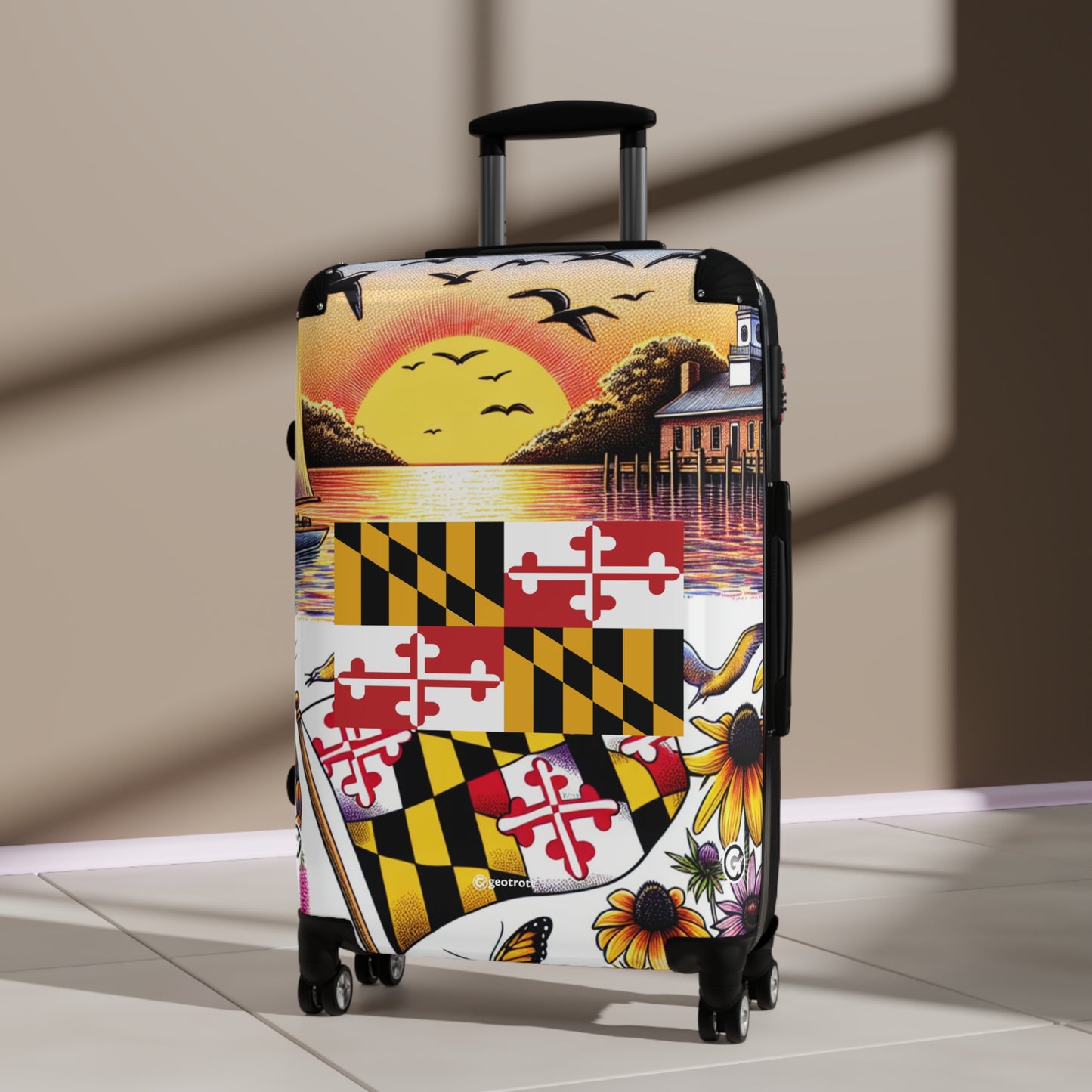 Maryland Usa State Flags Luggage Bag Rolling Suitcase Spinner