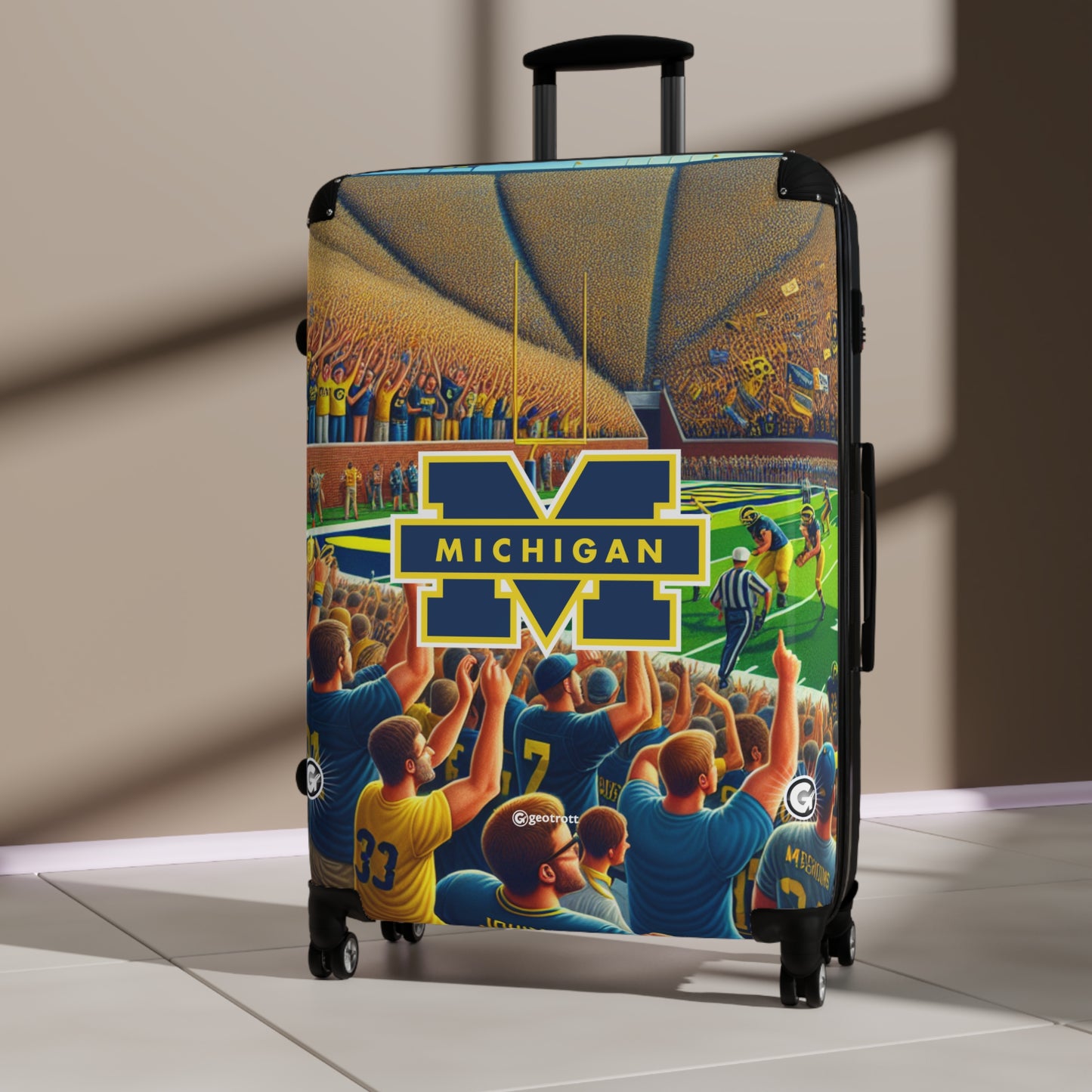 Michigan University Wolverines Football Team Luggage Bag Rolling Suitcase Spinner