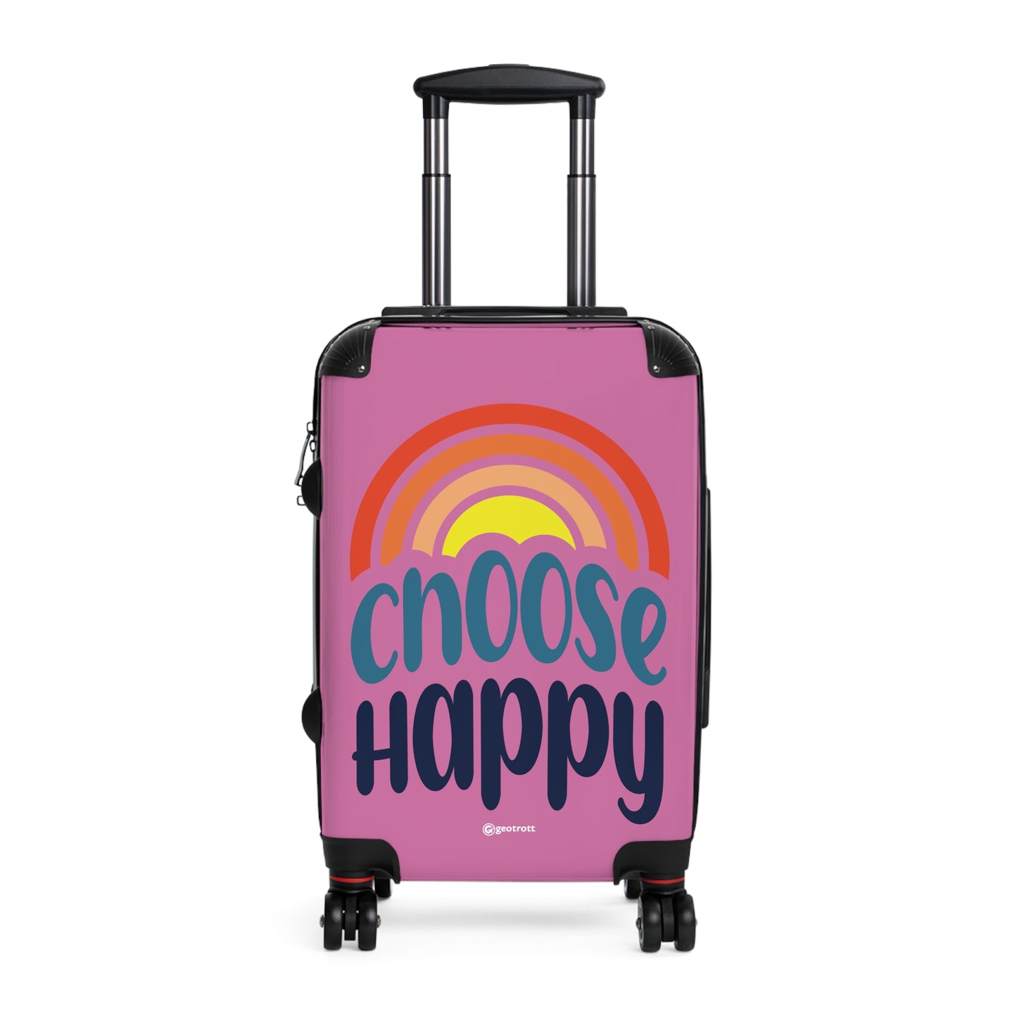 Emotive Inspirational Choose Happy Pink Luggage Bag Rolling Suitcase Spinner