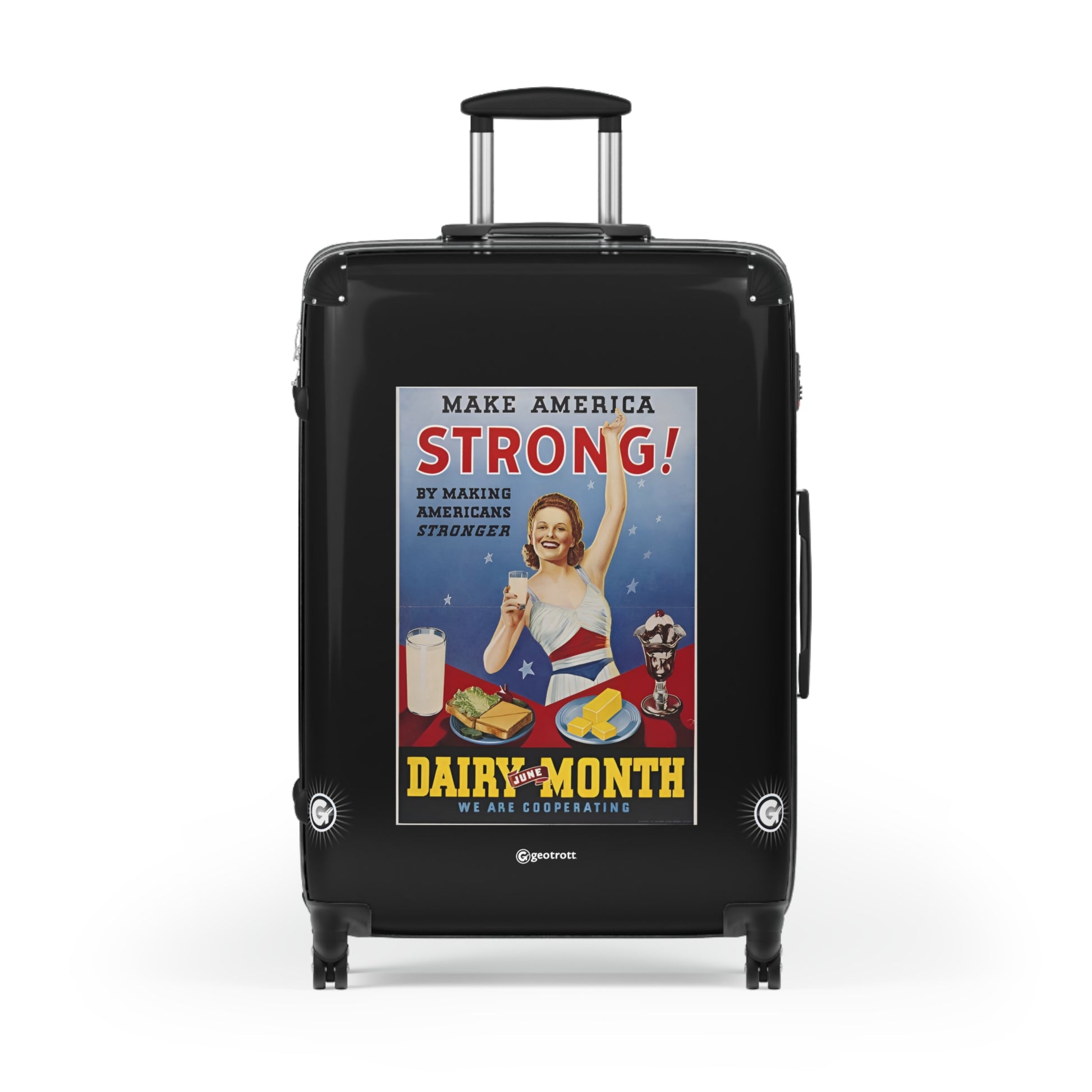 National Dairy Council Make America Strong! By Making Americans Stronger Vintage Posters Retro Ad Luggage Bag Rolling Suitcase Spinner