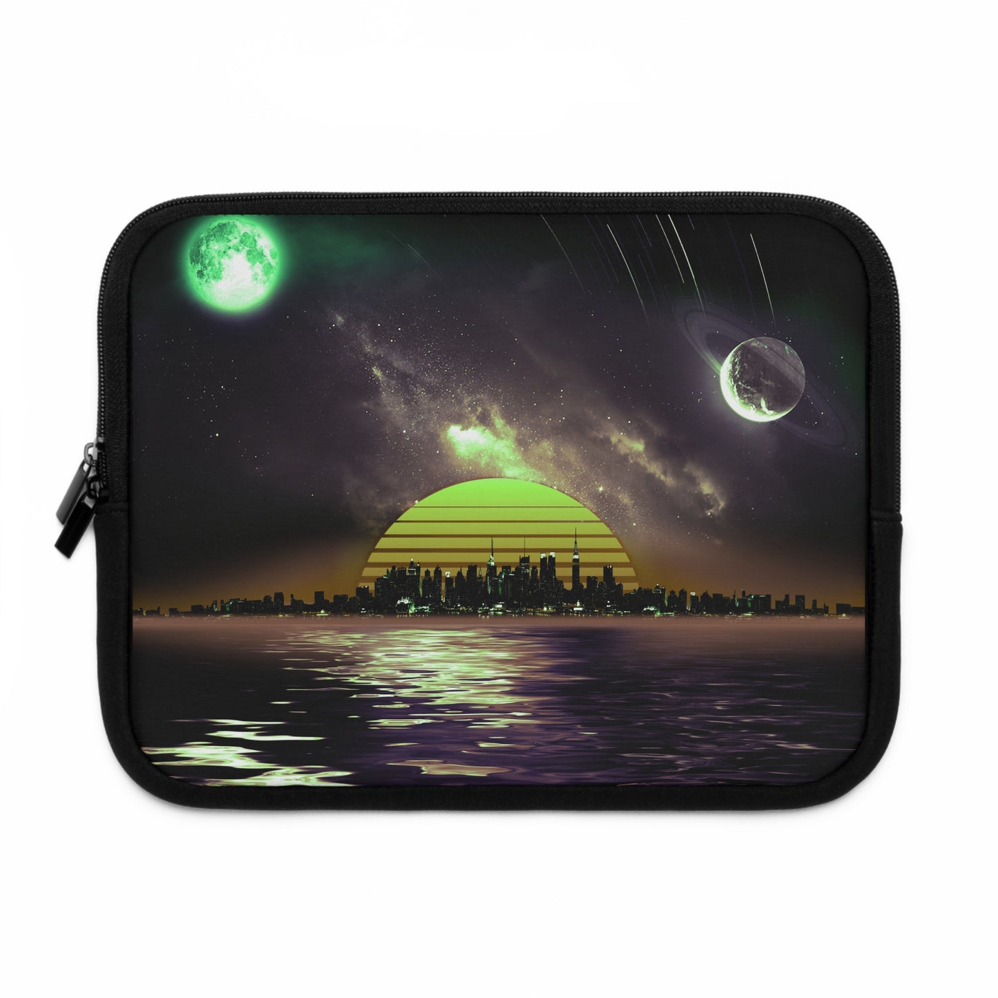 Copy Of Space City Sunset Green Black Laptop Sleeve