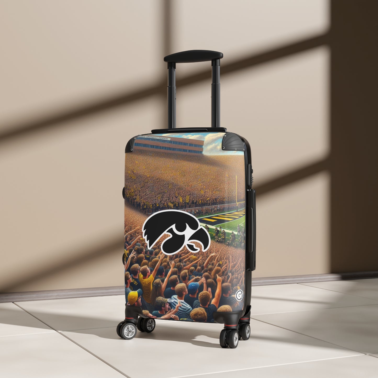 Iowa University Hawkeyes College Football Team Luggage Bag Rolling Suitcase Spinner