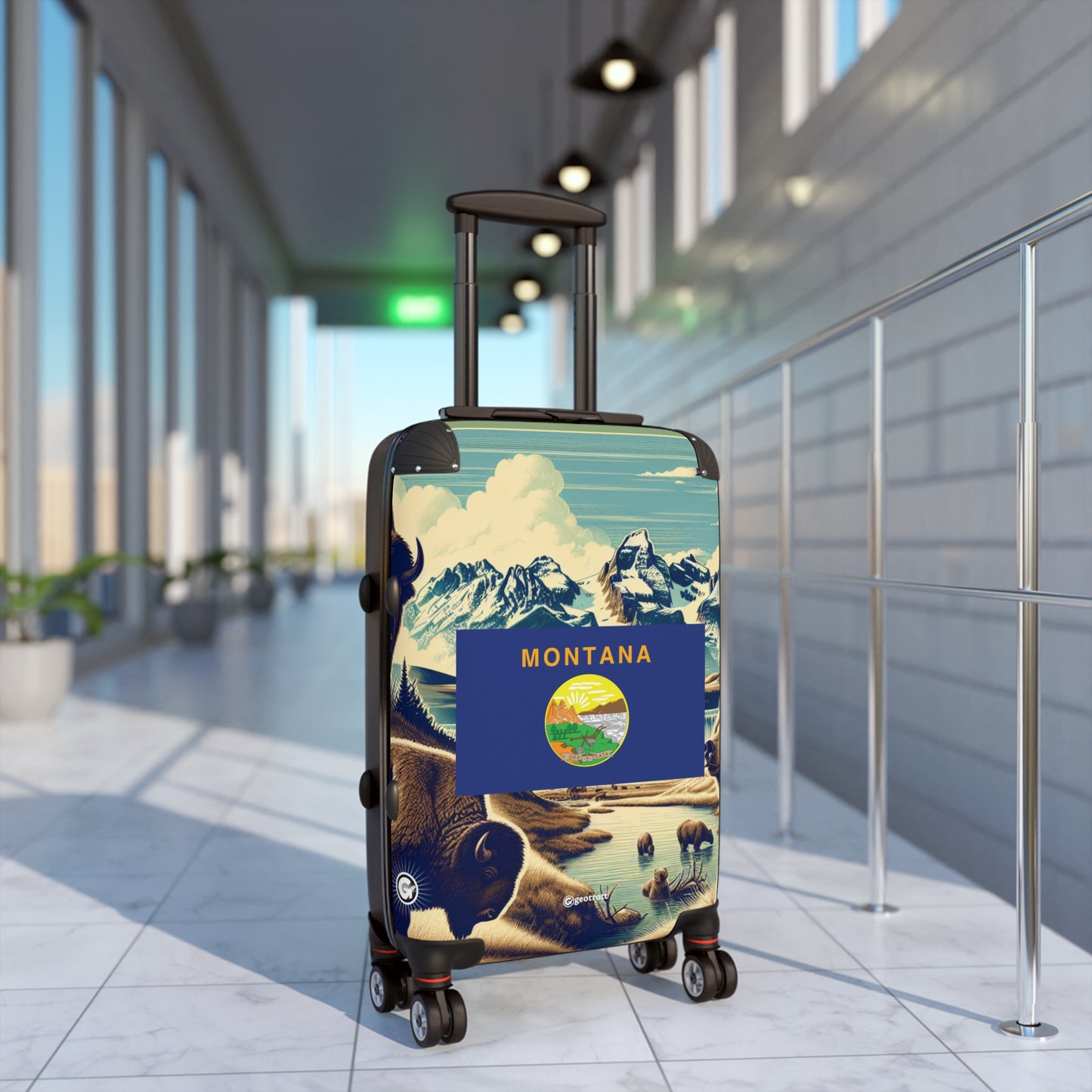 Montana Usa State Flags Luggage Bag Rolling Suitcase Spinner
