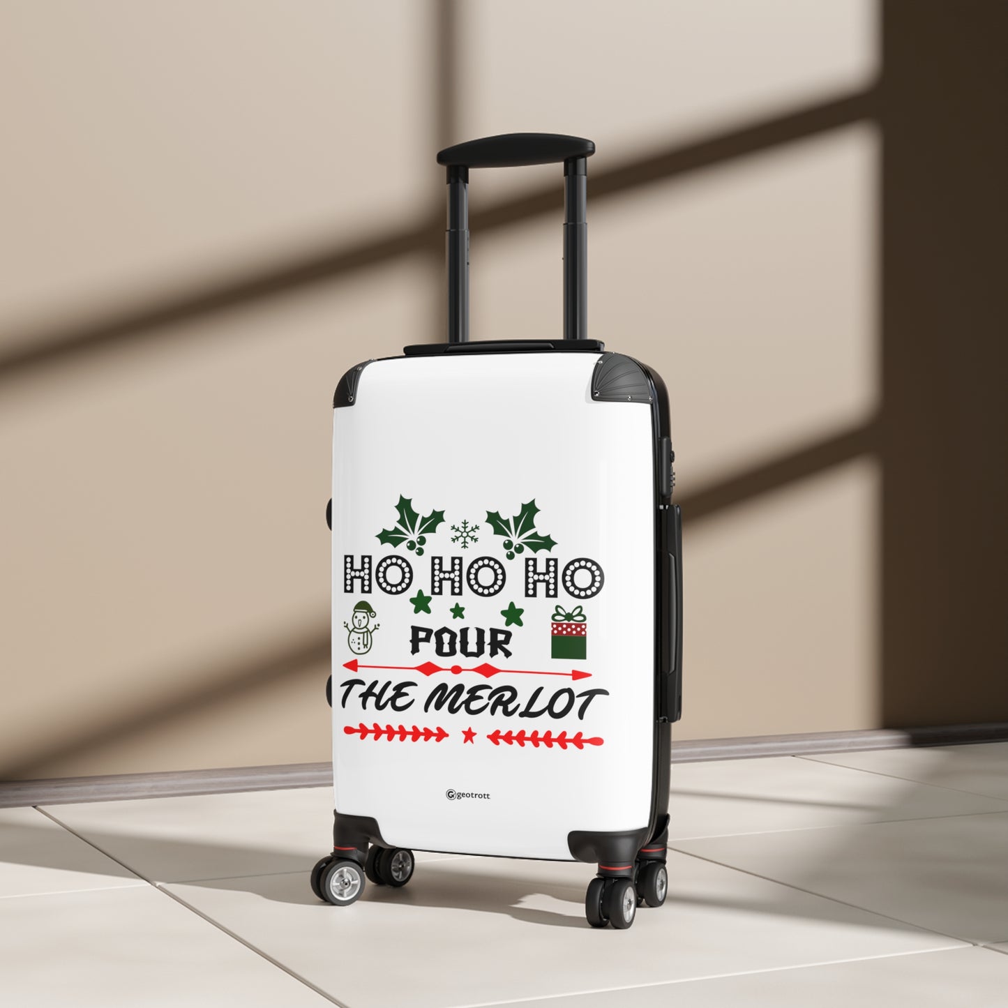 Christmas Season Ho Ho Ho Pour the Merlot Luggage Bag Rolling Suitcase Spinner
