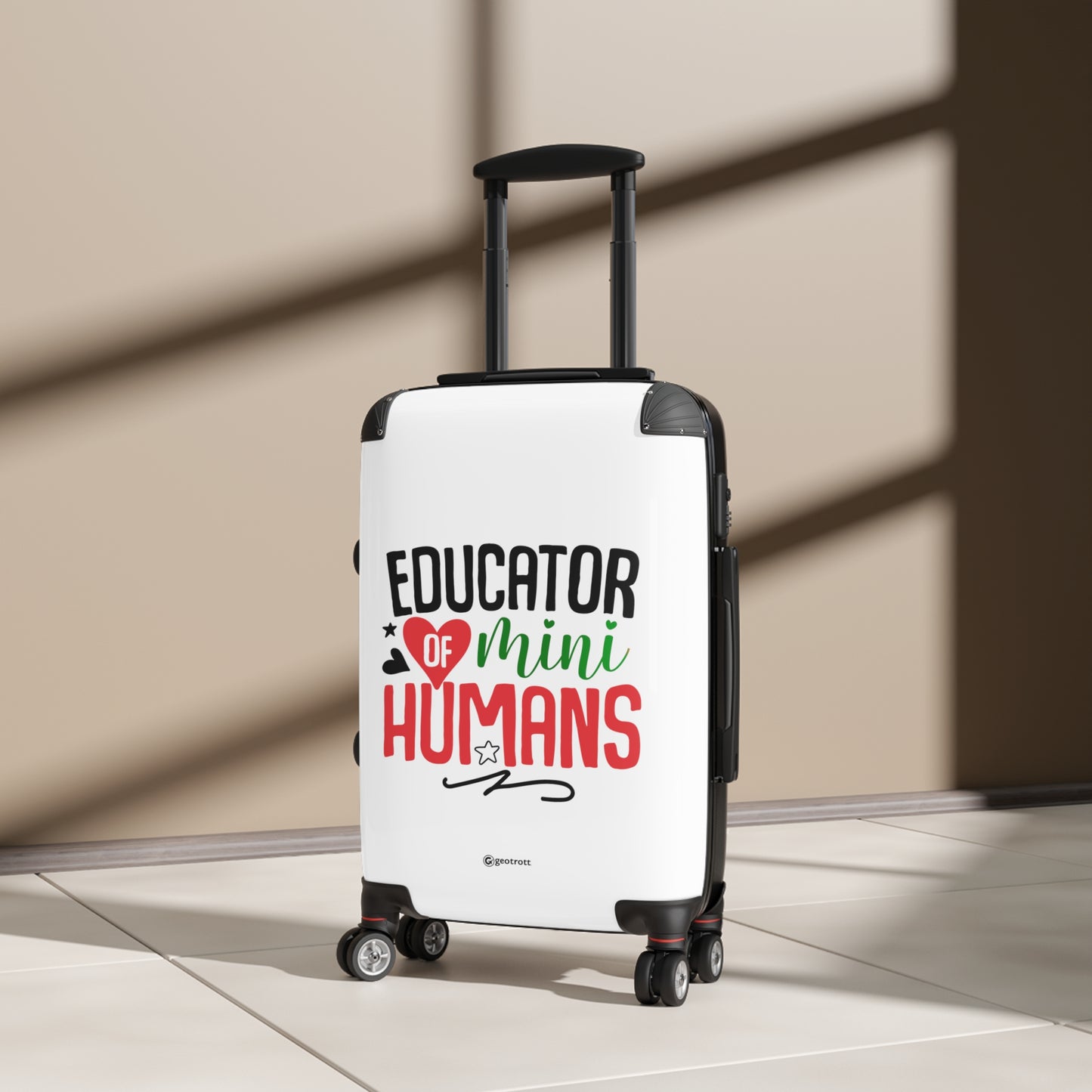 Emotive Inspirational Educator of Mini Humans Teacher Luggage Bag Rolling Suitcase Spinner