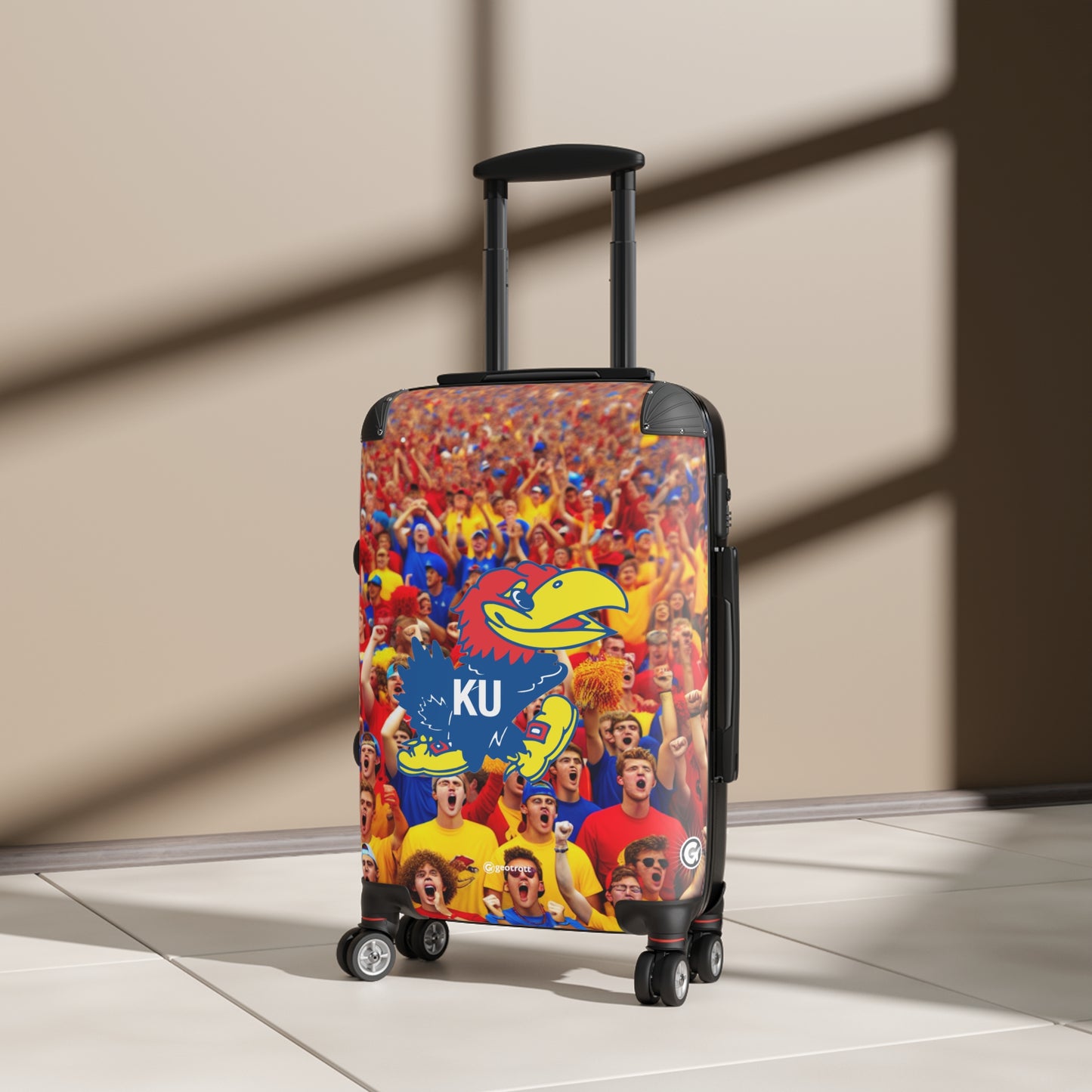 Kansas University Jayhawks College Team Luggage Bag Rolling Suitcase Spinner