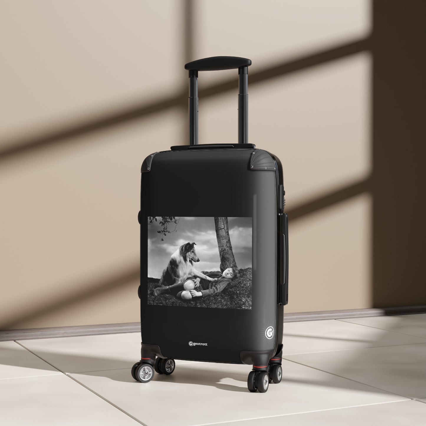 Concerned Lassie Places A Paw On A Sleeping Joe Carraclough 1943 Movie 20Th Century Photos Luggage Bag Rolling Suitcase Spinner