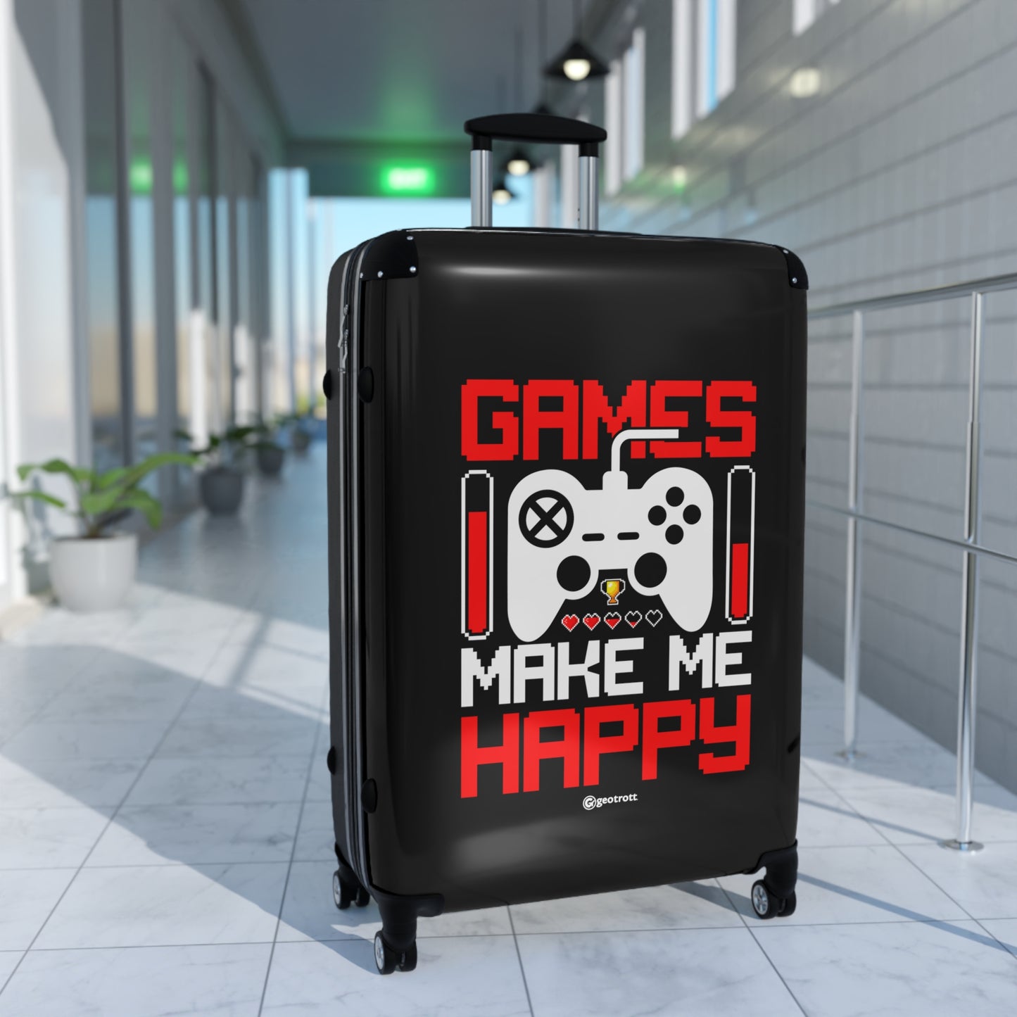 Games Make me Happy Gamer Gaming Suitcase-Bags-Geotrott