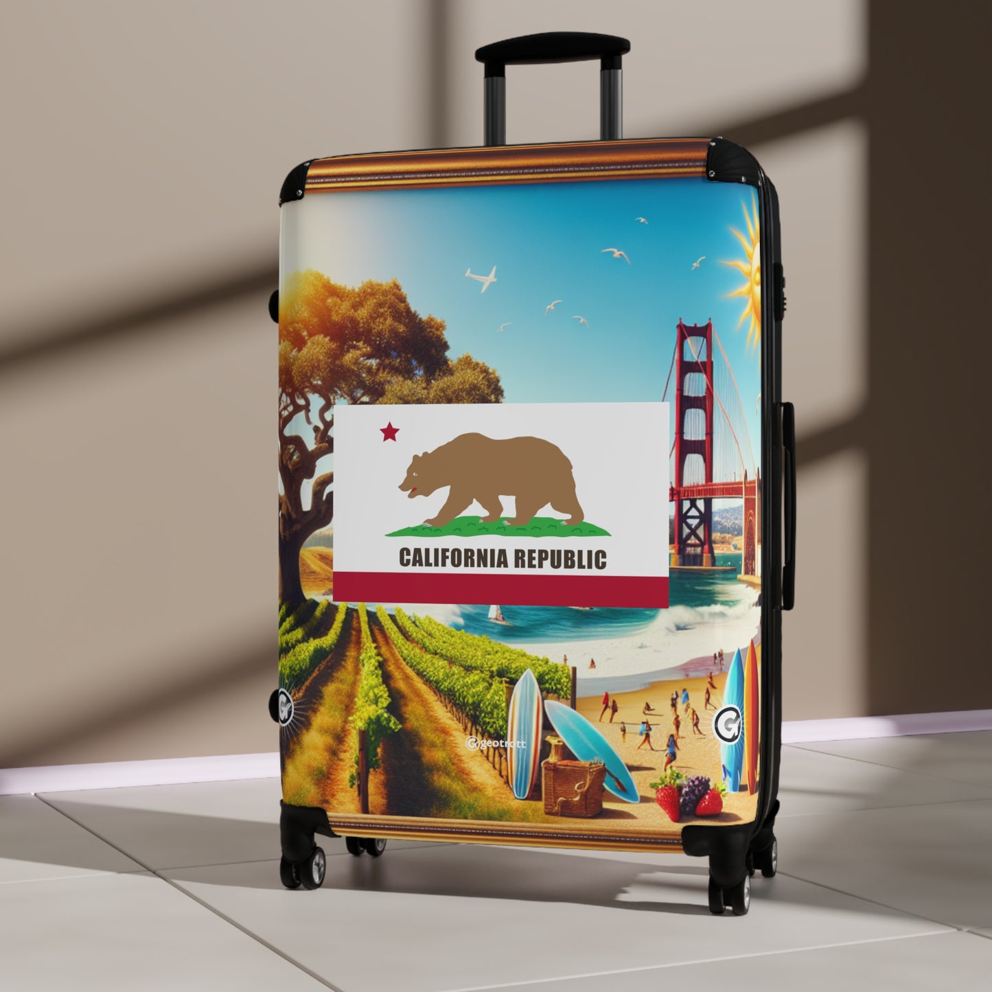 California Usa State Flags Luggage Bag Rolling Suitcase Spinner