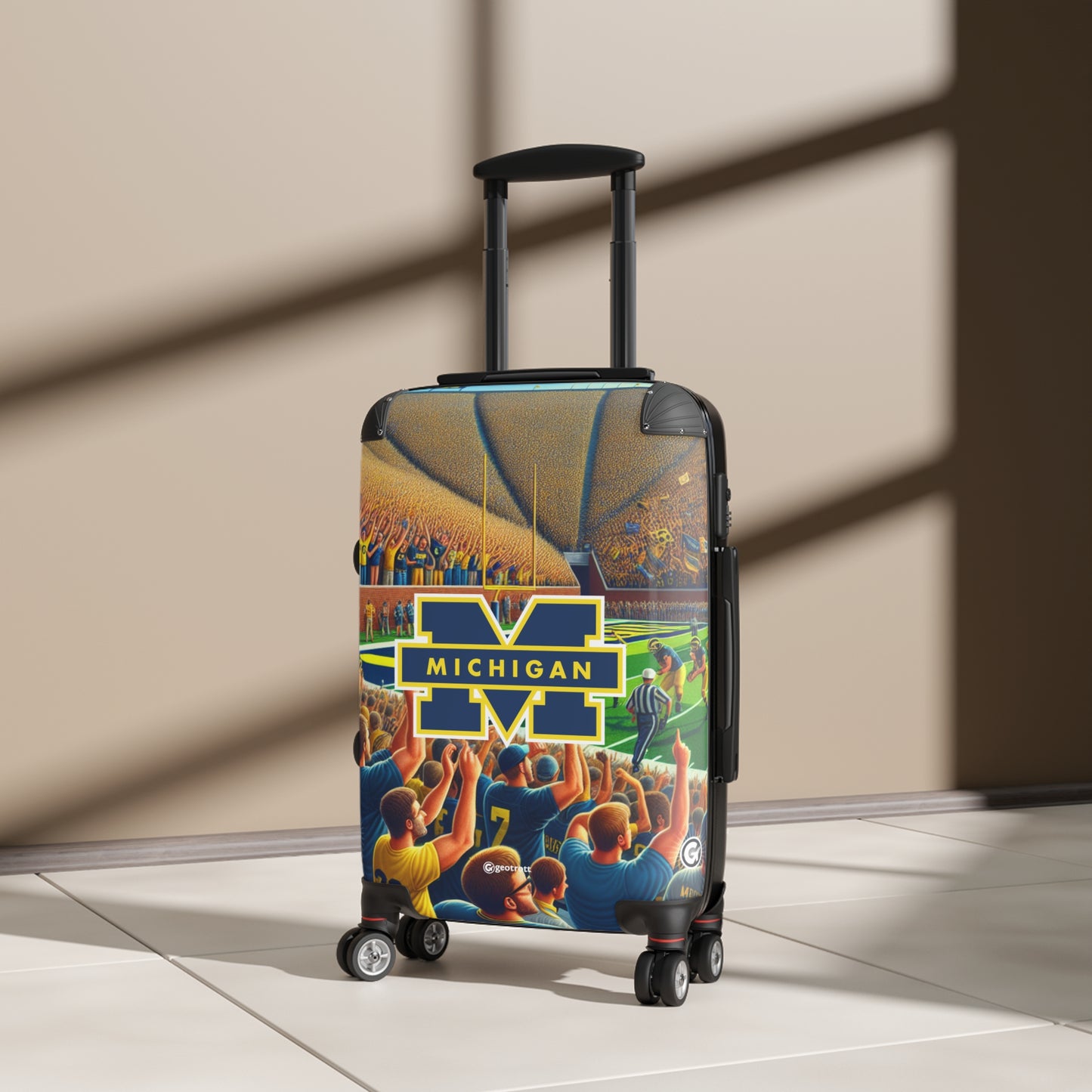 Michigan University Wolverines Football Team Luggage Bag Rolling Suitcase Spinner