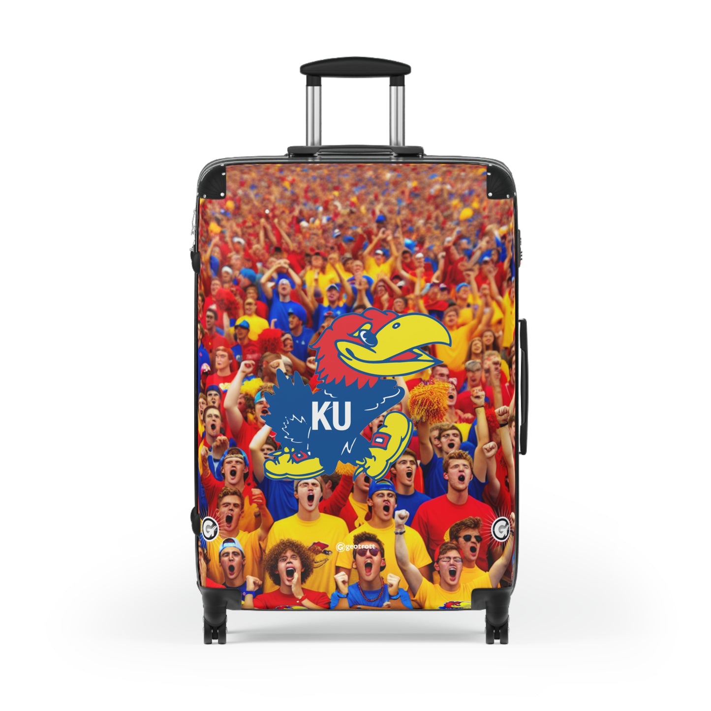 Kansas University Jayhawks College Team Luggage Bag Rolling Suitcase Spinner