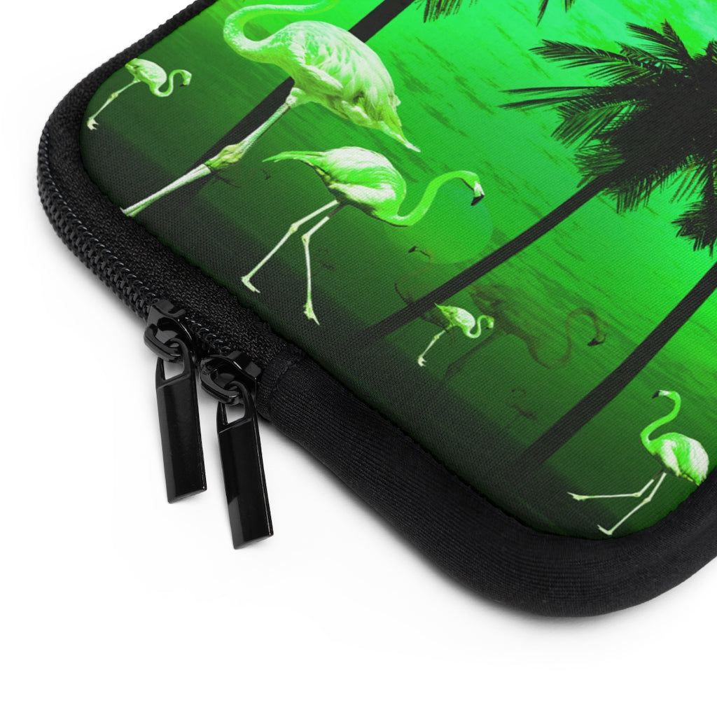 Getrott Green Beach Sunset Flamingos Laptop Sleeve-Laptop Sleeve-Geotrott