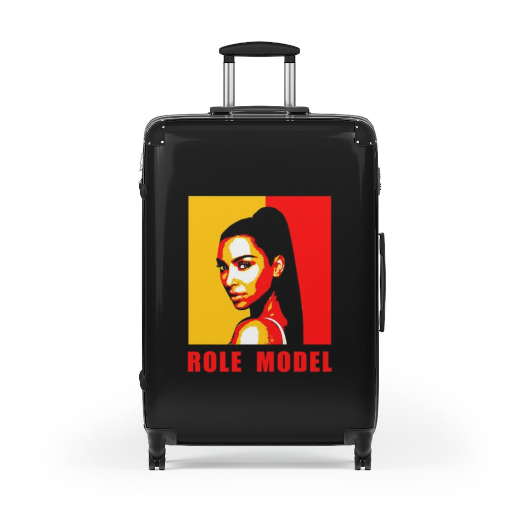 Geotrott Kim Kardashian Role Model Black, Red, Yellow Cabin Suitcase Extended Storage Adjustable Telescopic Handle Double Wheeled Polycarbonate Hard-Shell Built-In Lock