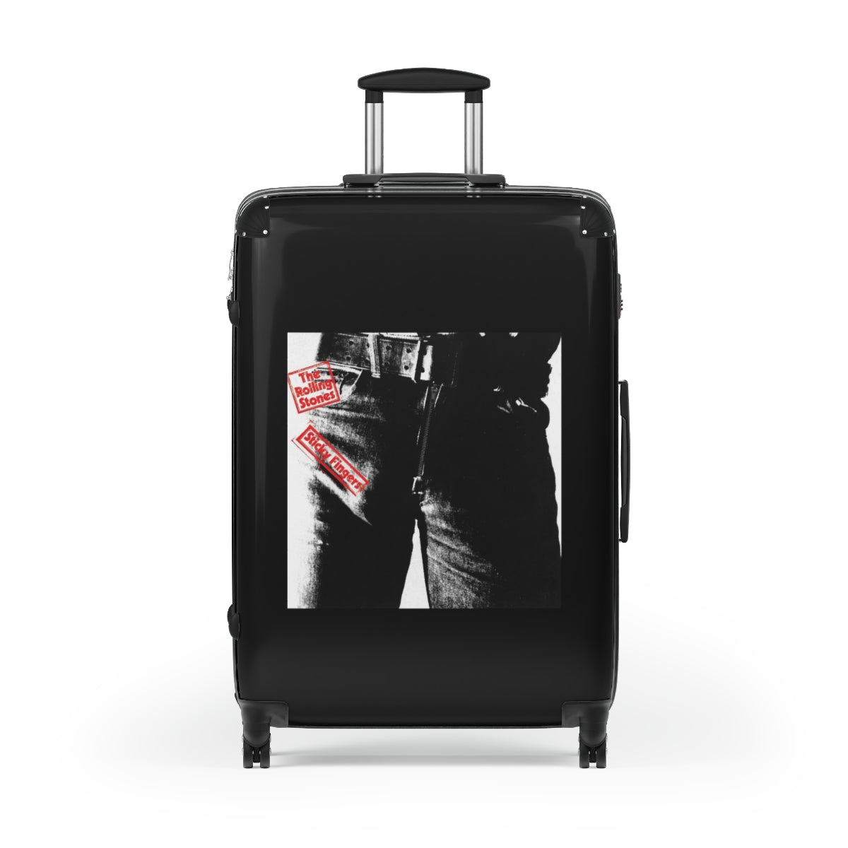 Geotrott The Rolling Stones Sticky Fingers 1971 Black Cabin Suitcase Extended Storage Adjustable Telescopic Handle Double Wheeled Polycarbonate Hard Shell Built In Lock